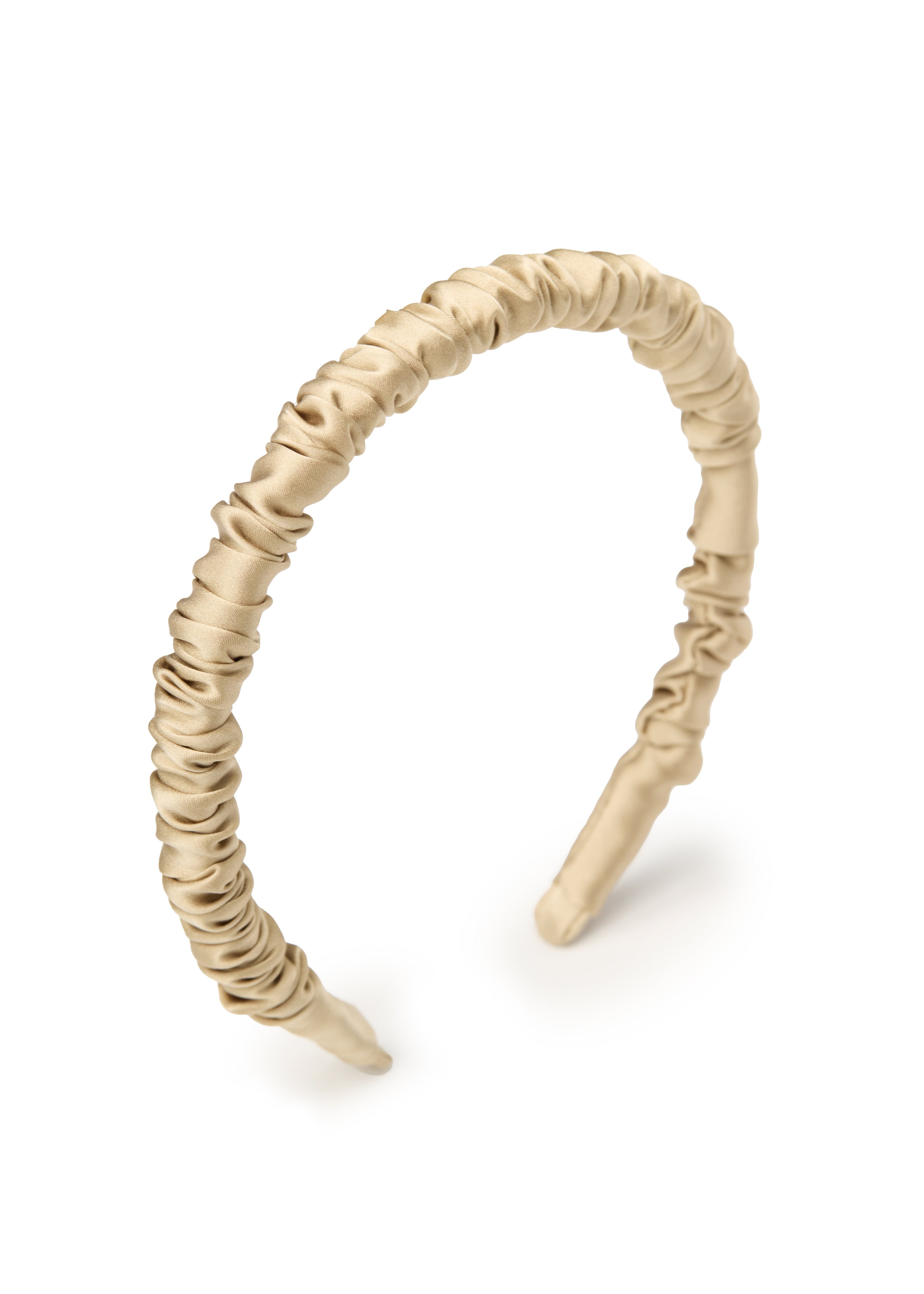 Scrunched Silk Skinny Headband - Apricot