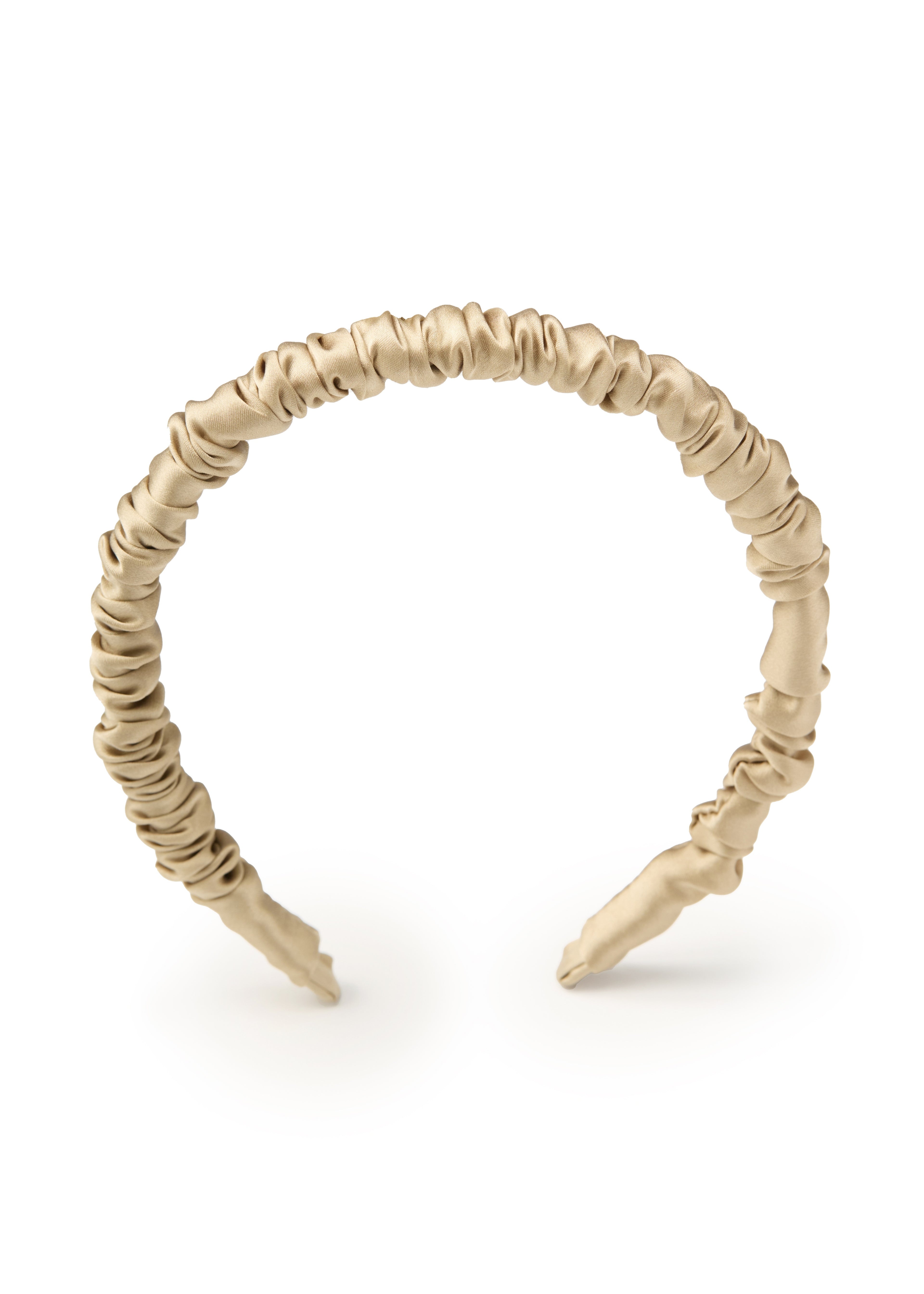 Scrunched Silk Skinny Headband - Apricot