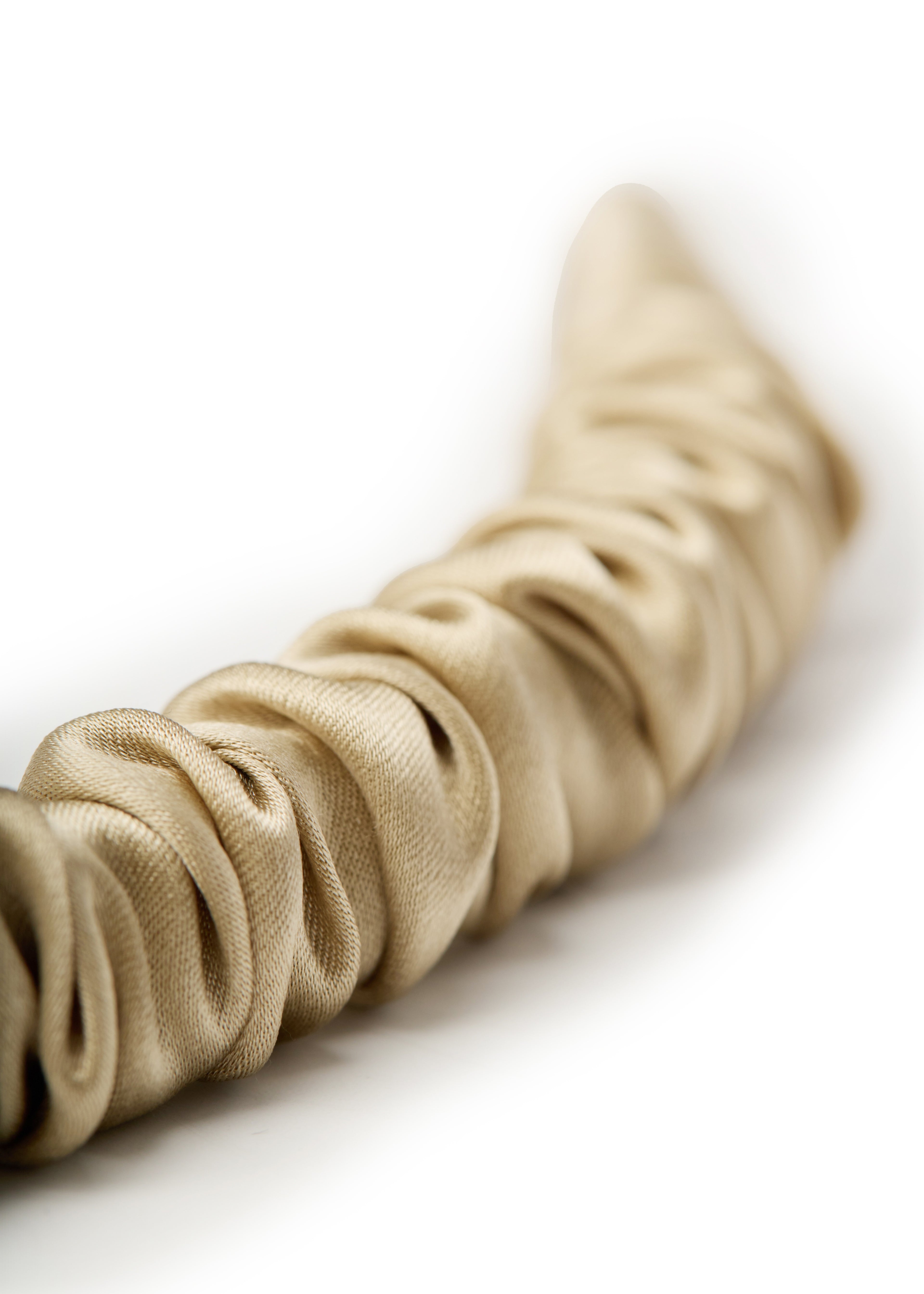 Scrunched Silk Skinny Headband - Apricot