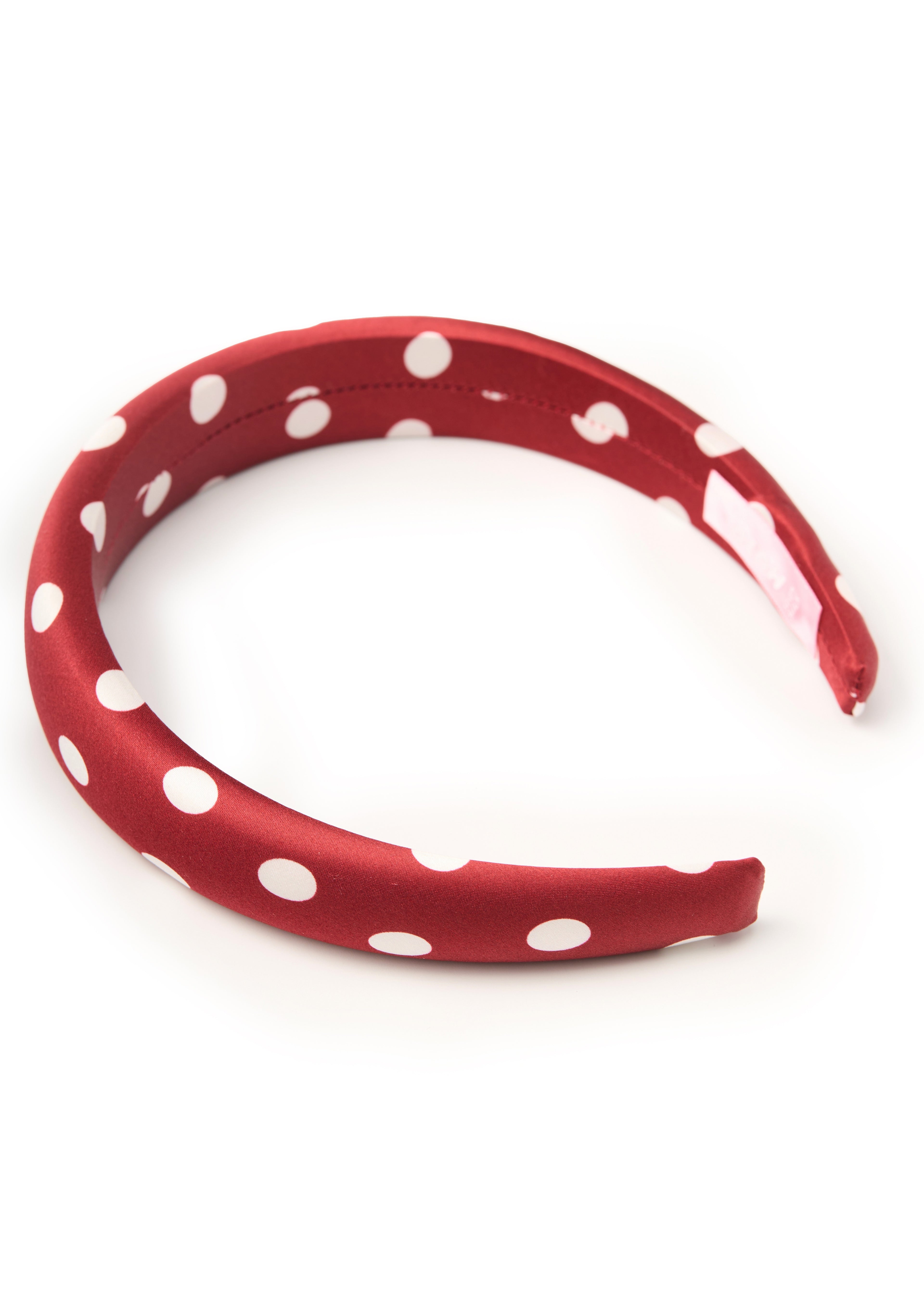 Polka Dot Silk Headband - Red