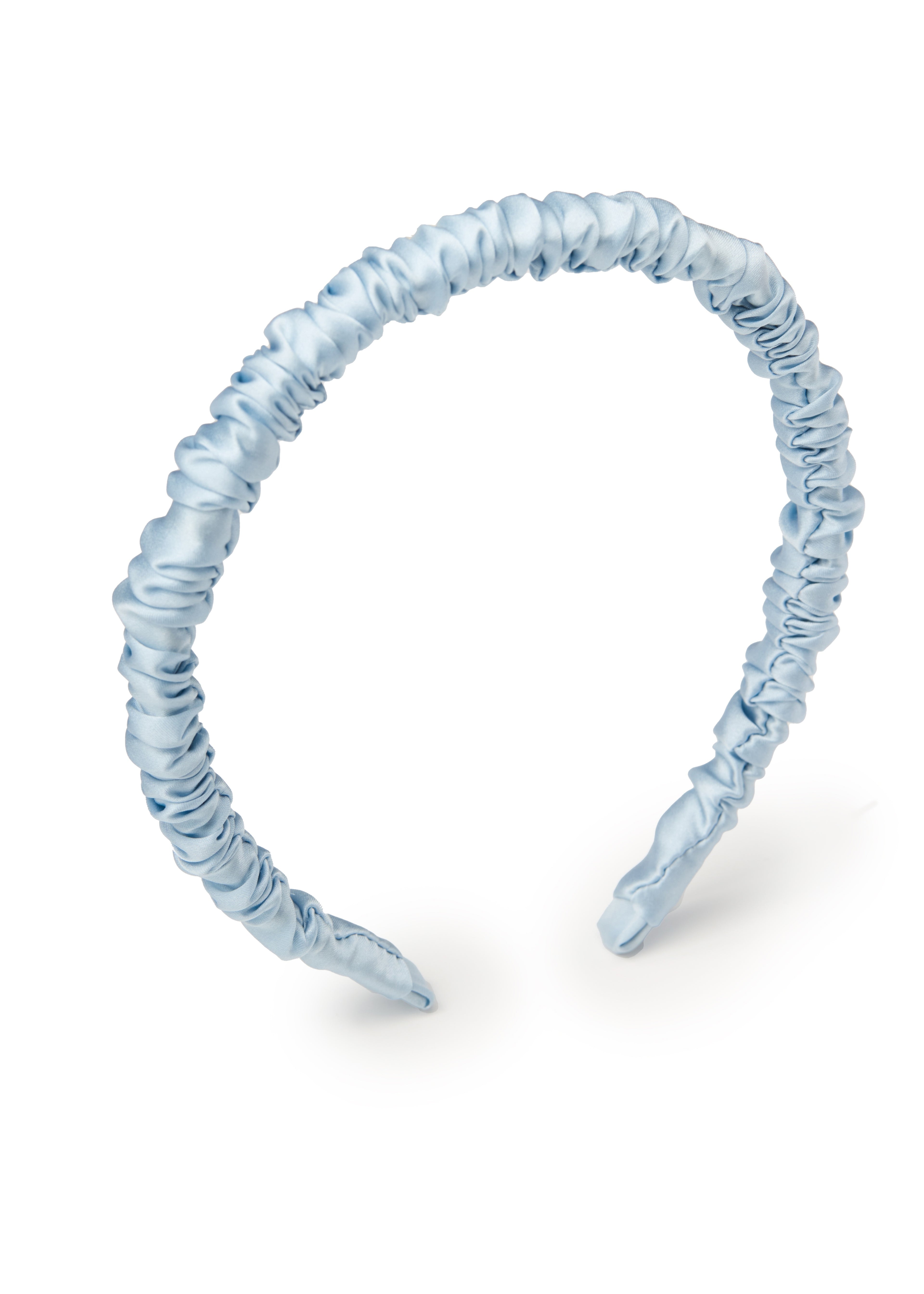Scrunched Silk Skinny Headband - Blue