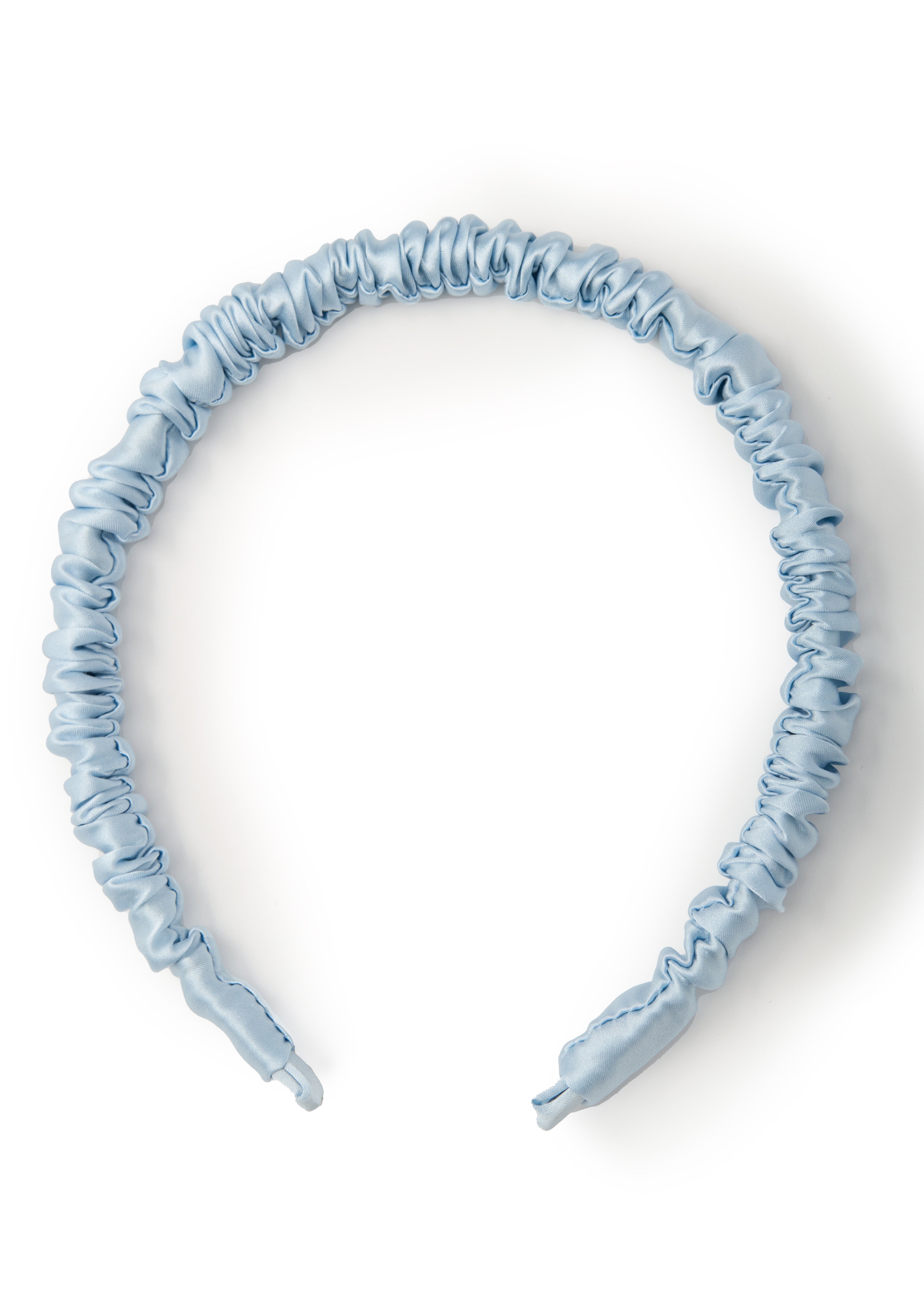 Scrunched Silk Skinny Headband - Blue