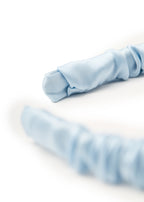 Scrunched Silk Skinny Headband - Blue - Blue - OLAH Headbands