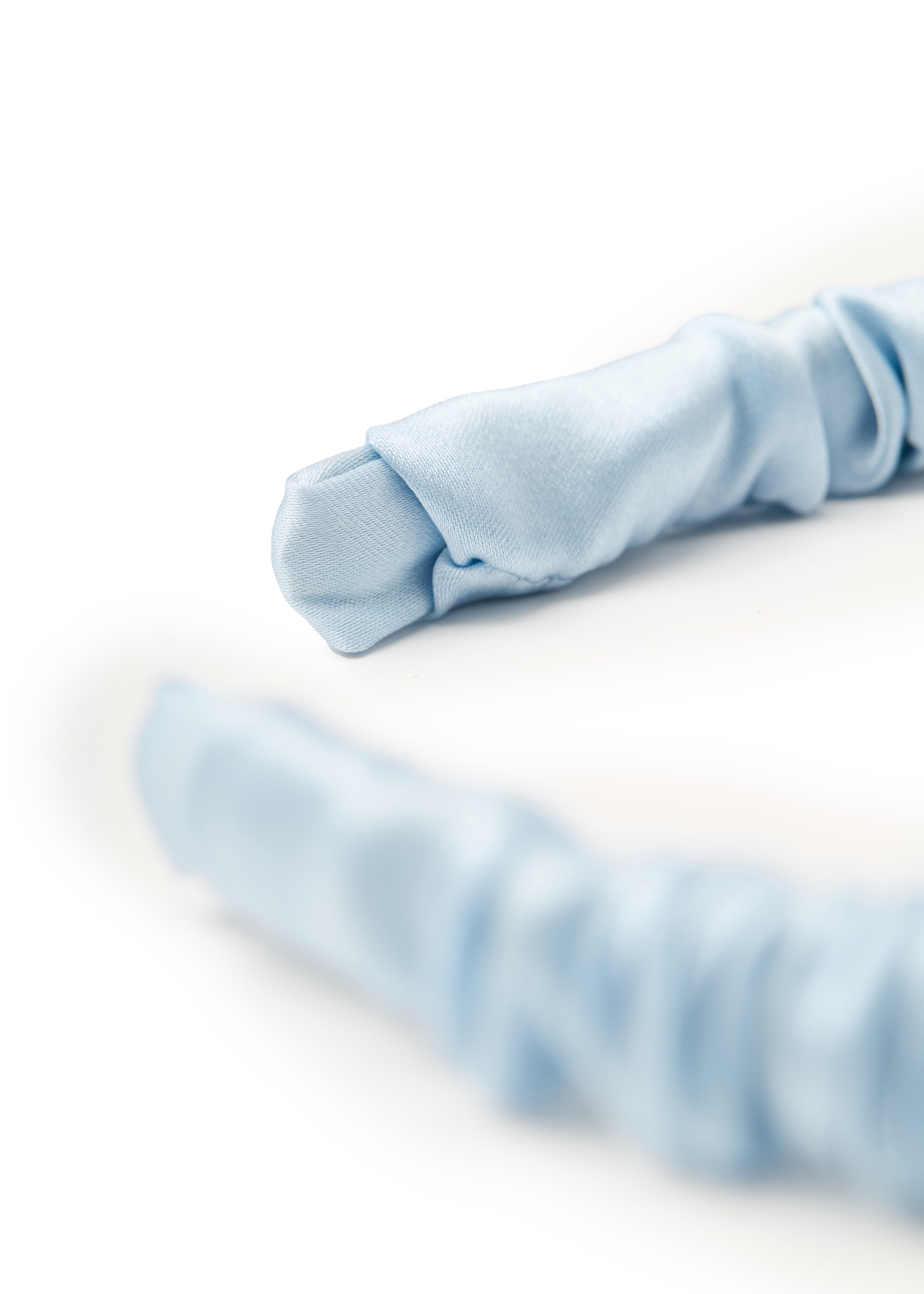 Scrunched Silk Skinny Headband - Blue