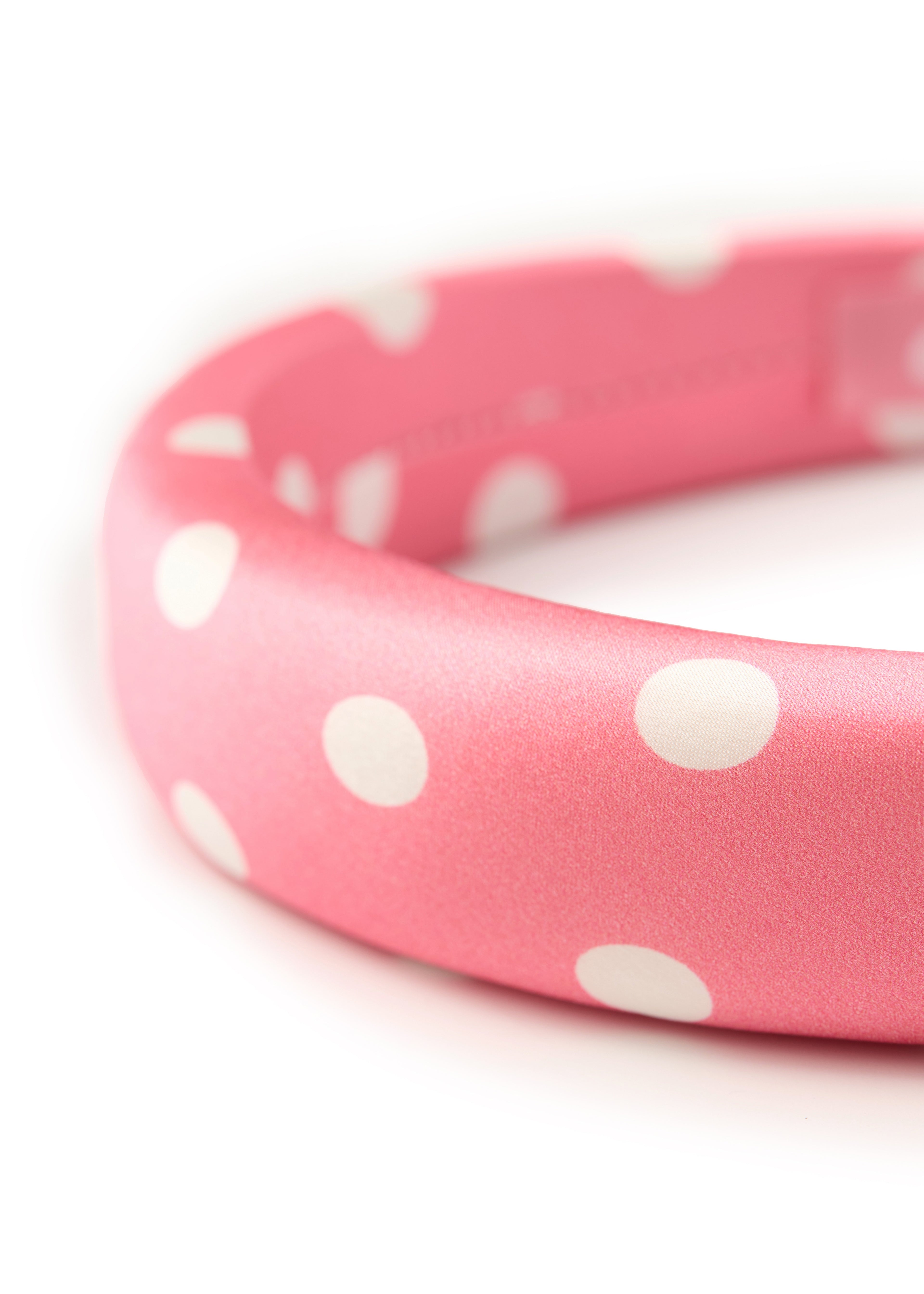 Polka Dot Silk Headband - Pink