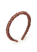 Scrunched Silk Skinny Headband - Coffee - Brown - OLAH Headbands