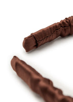 Scrunched Silk Skinny Headband - Coffee - Brown - OLAH Headbands