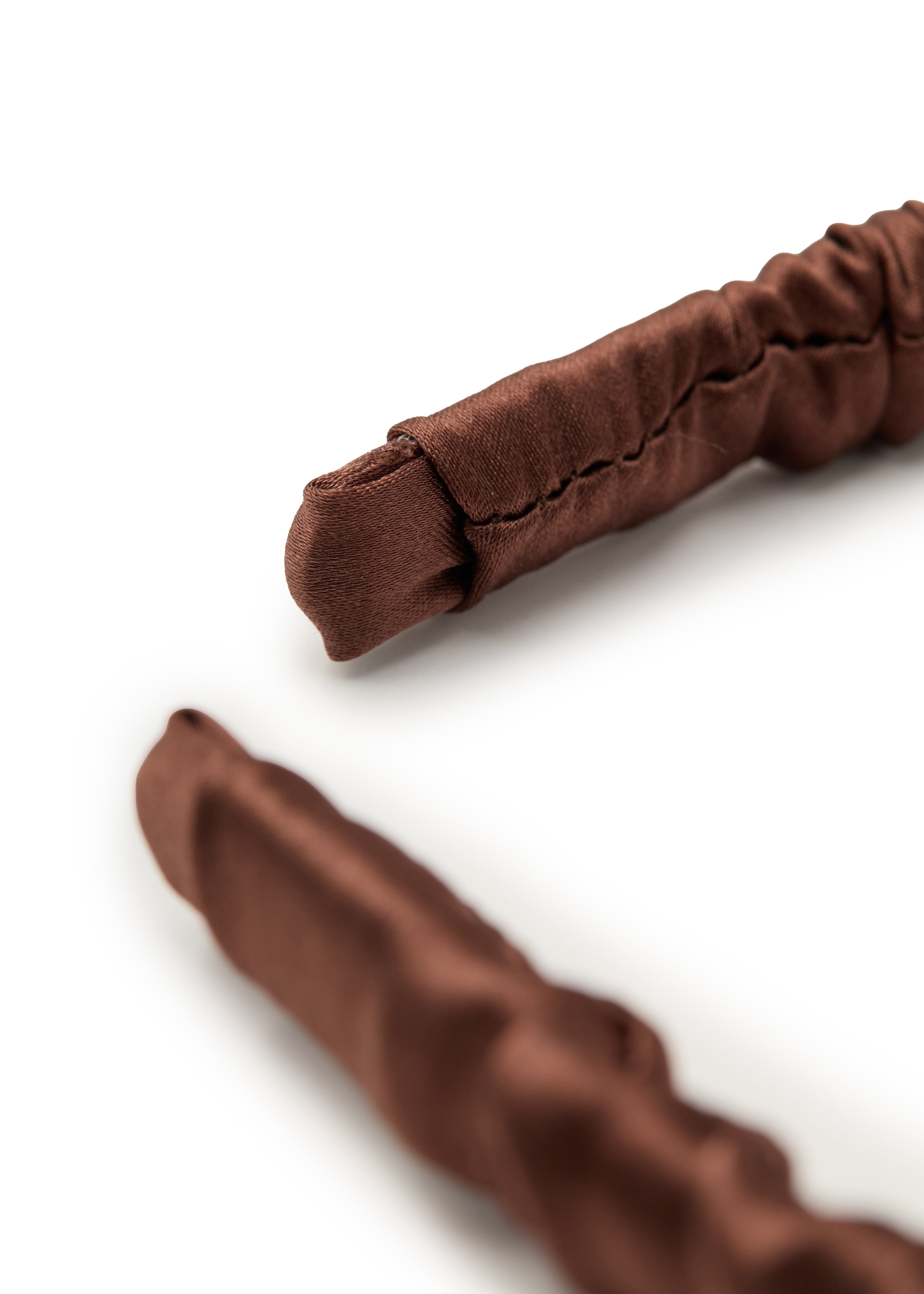 Scrunched Silk Skinny Headband - Coffee - Brown - OLAH Headbands