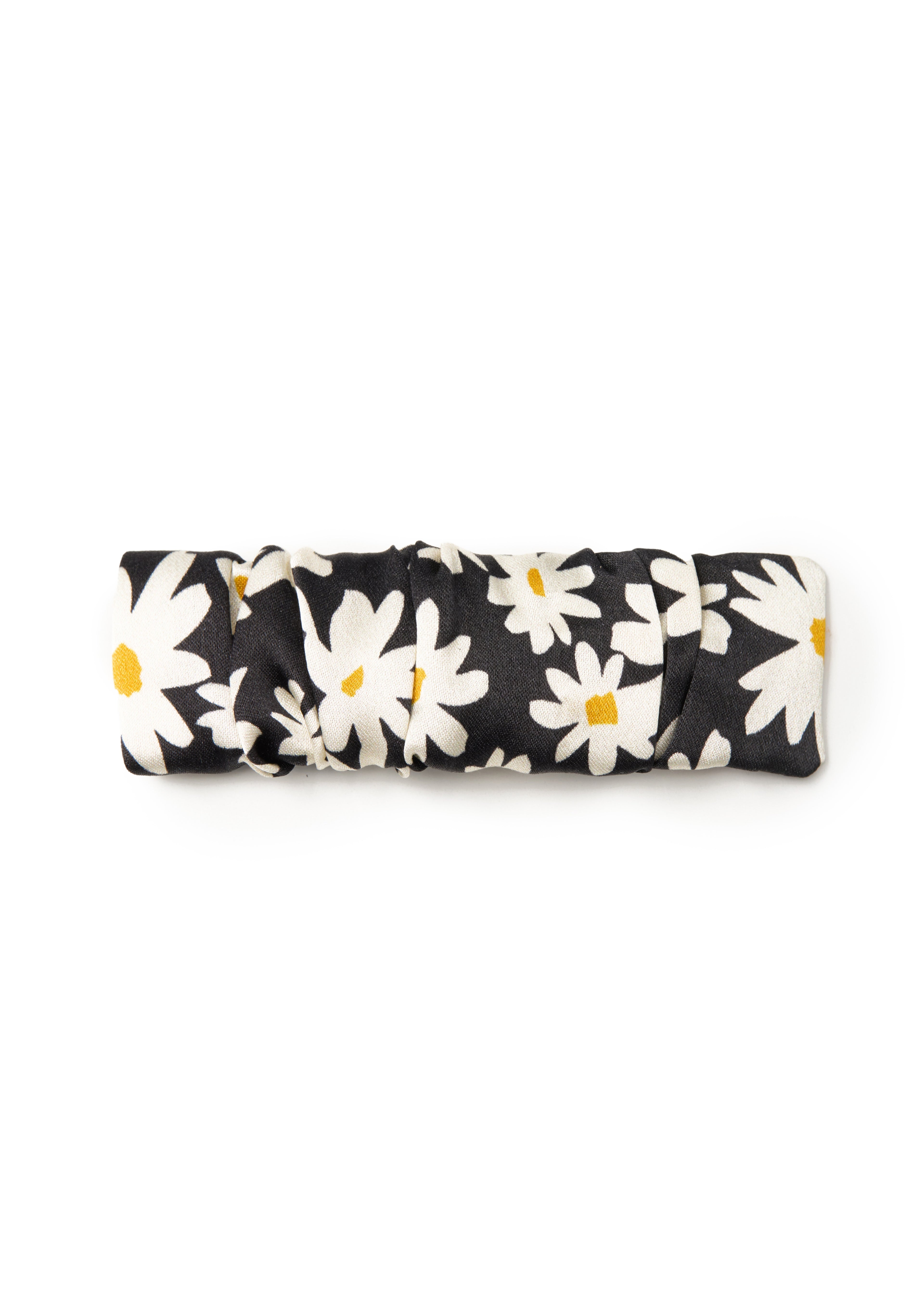 Daisy Silk Hair Barrette Clip - Black & White