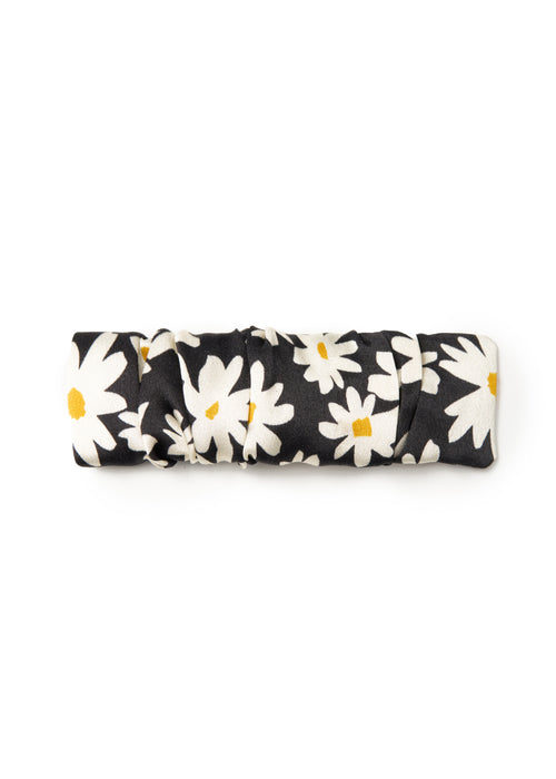 Daisy Silk Hair Barrette Clip - Black & White - Floral - OLAH Clips