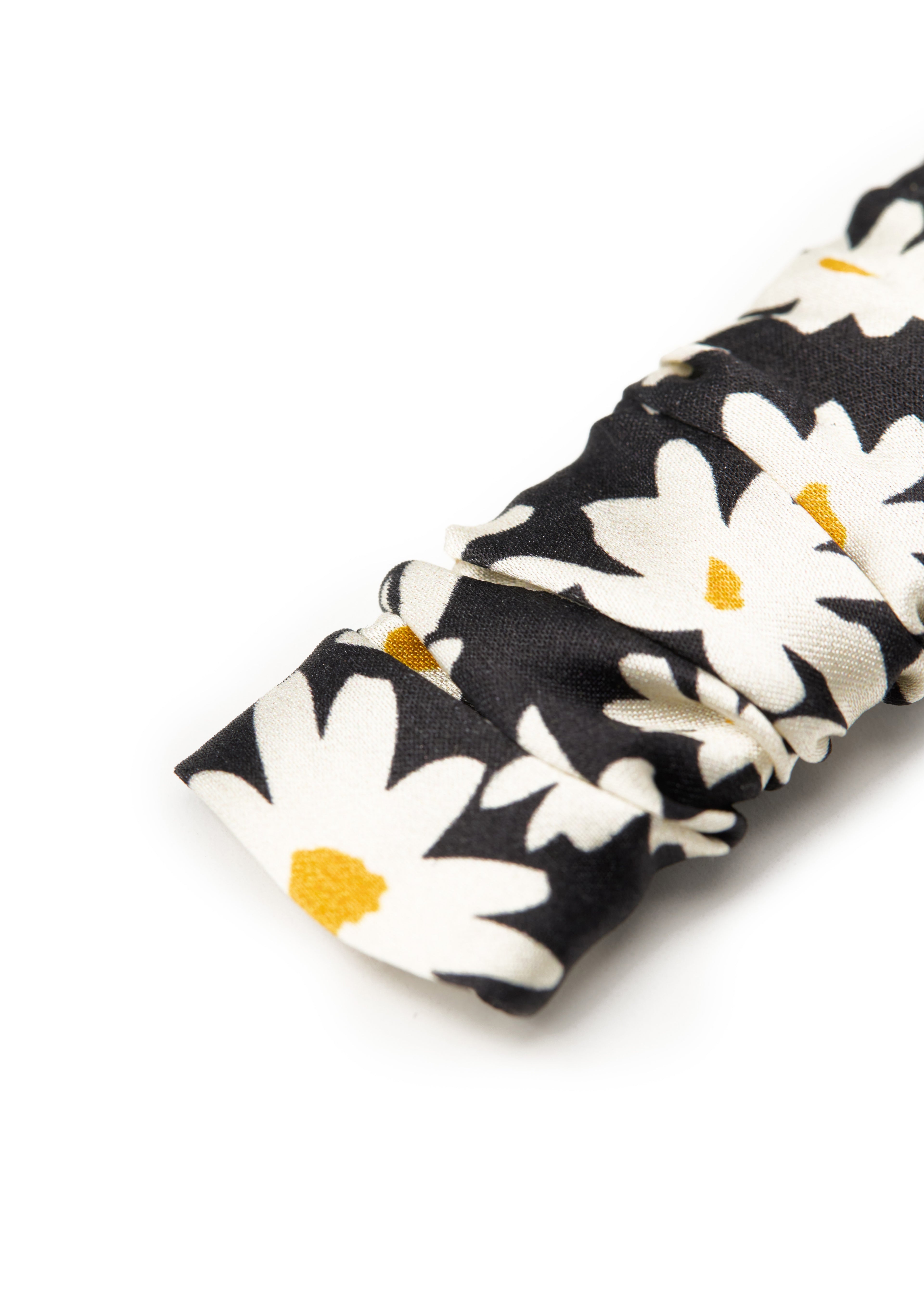 Daisy Silk Hair Barrette Clip - Black & White