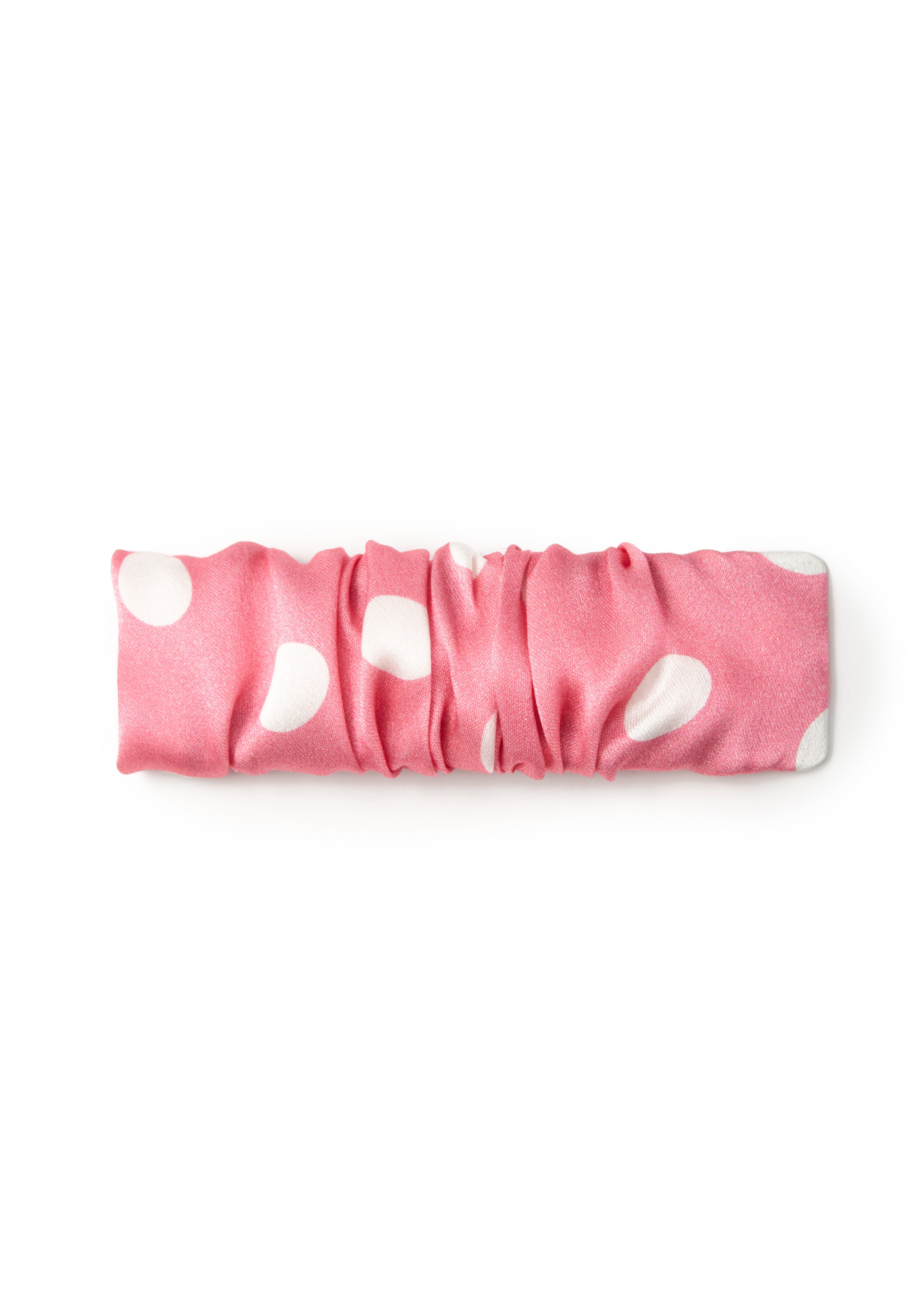 Polka Dot Silk Hair Barrette Clip - Pink
