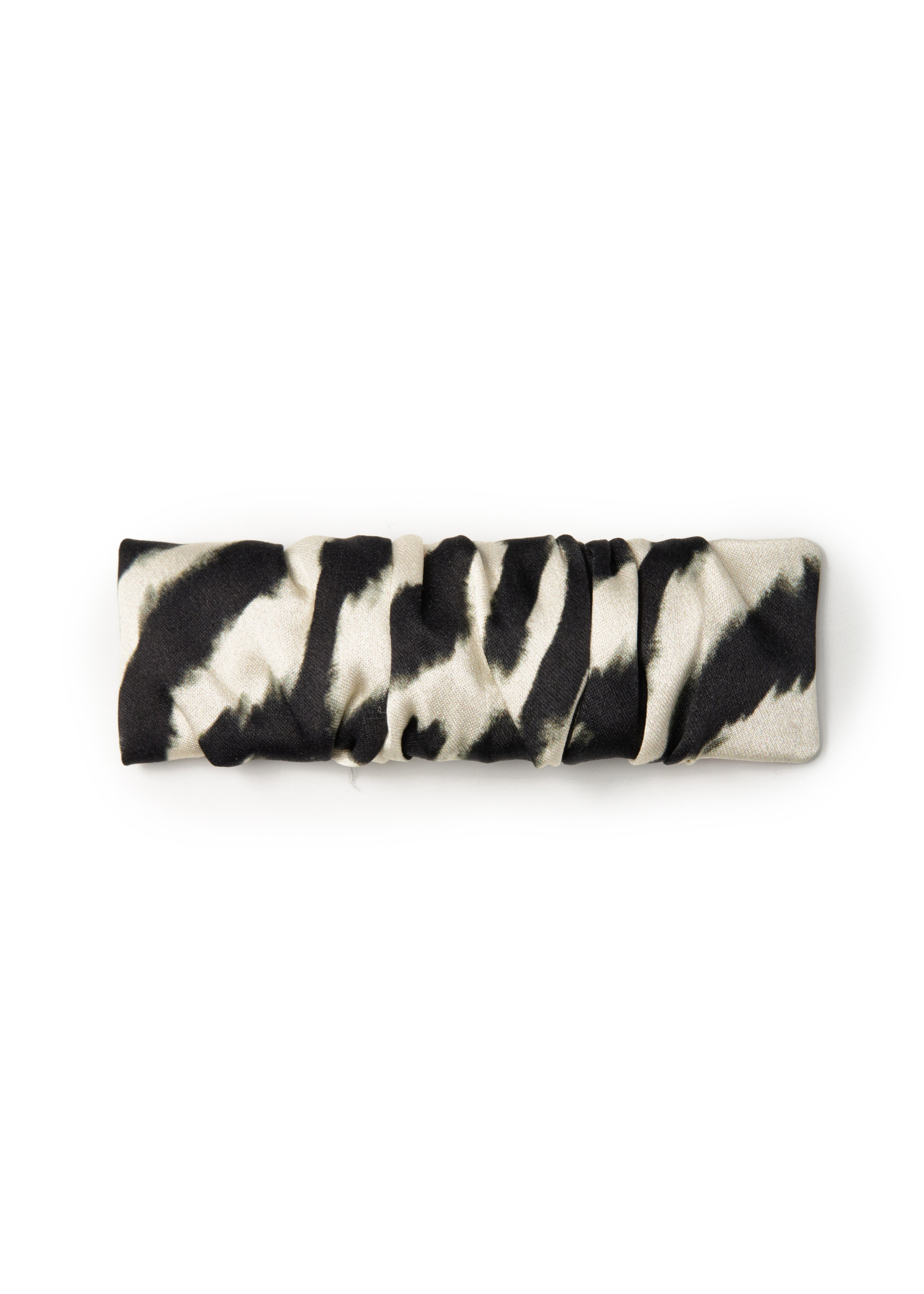 Zyra Silk Hair Barrette Clip - Black & White