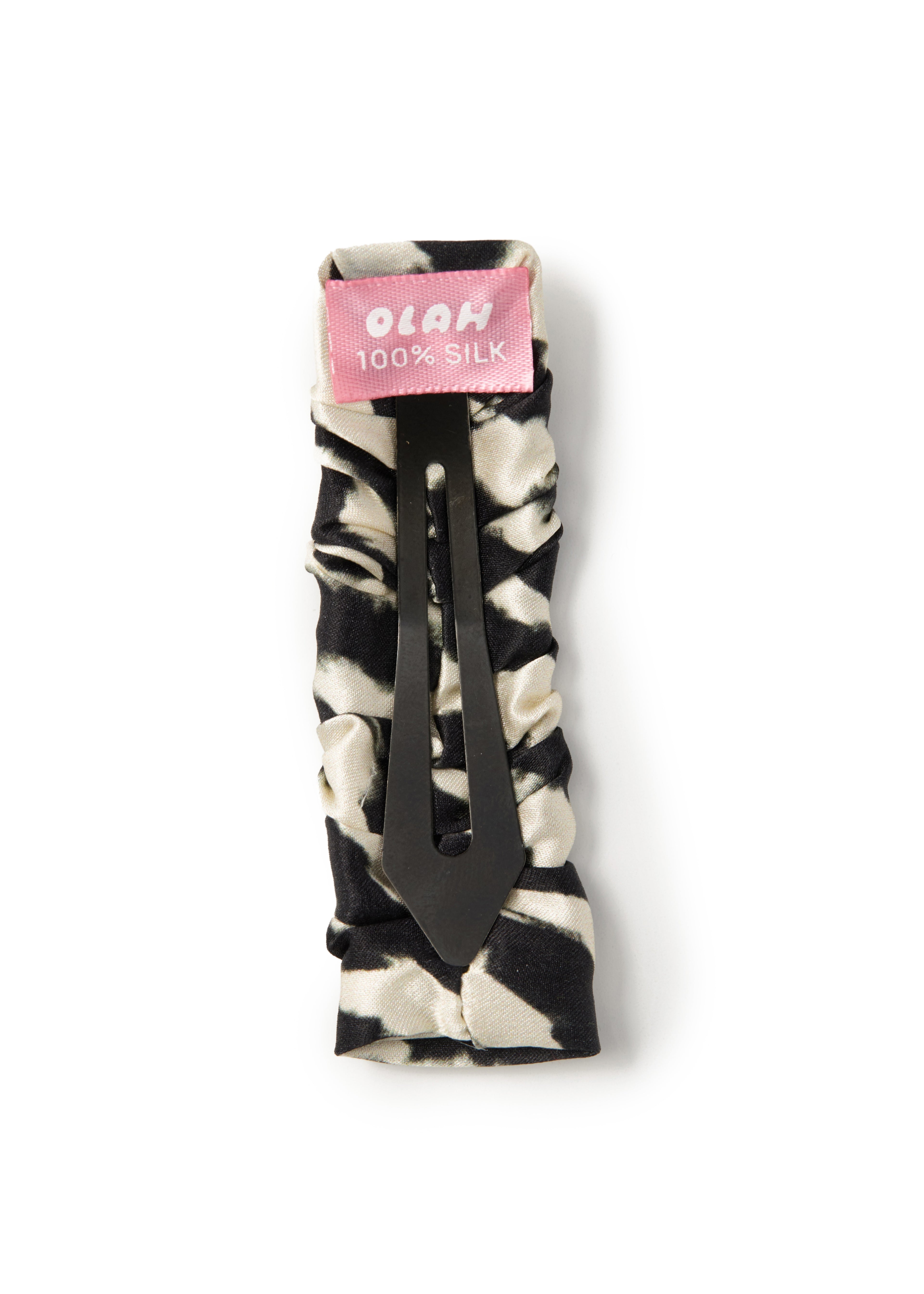 Zyra Silk Hair Barrette Clip - Black & White