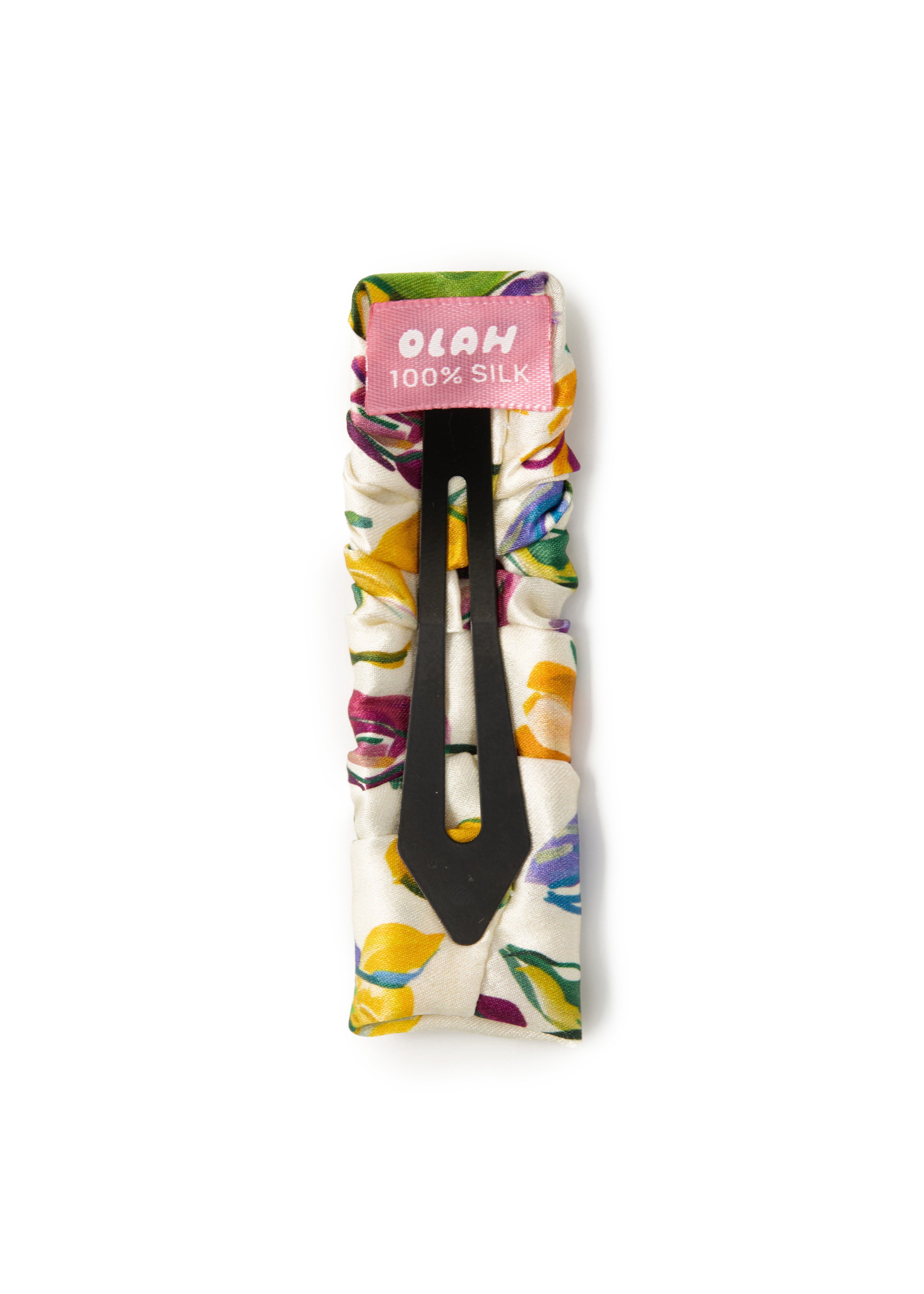 Tulip Silk Hair Barrette Clip - Beige