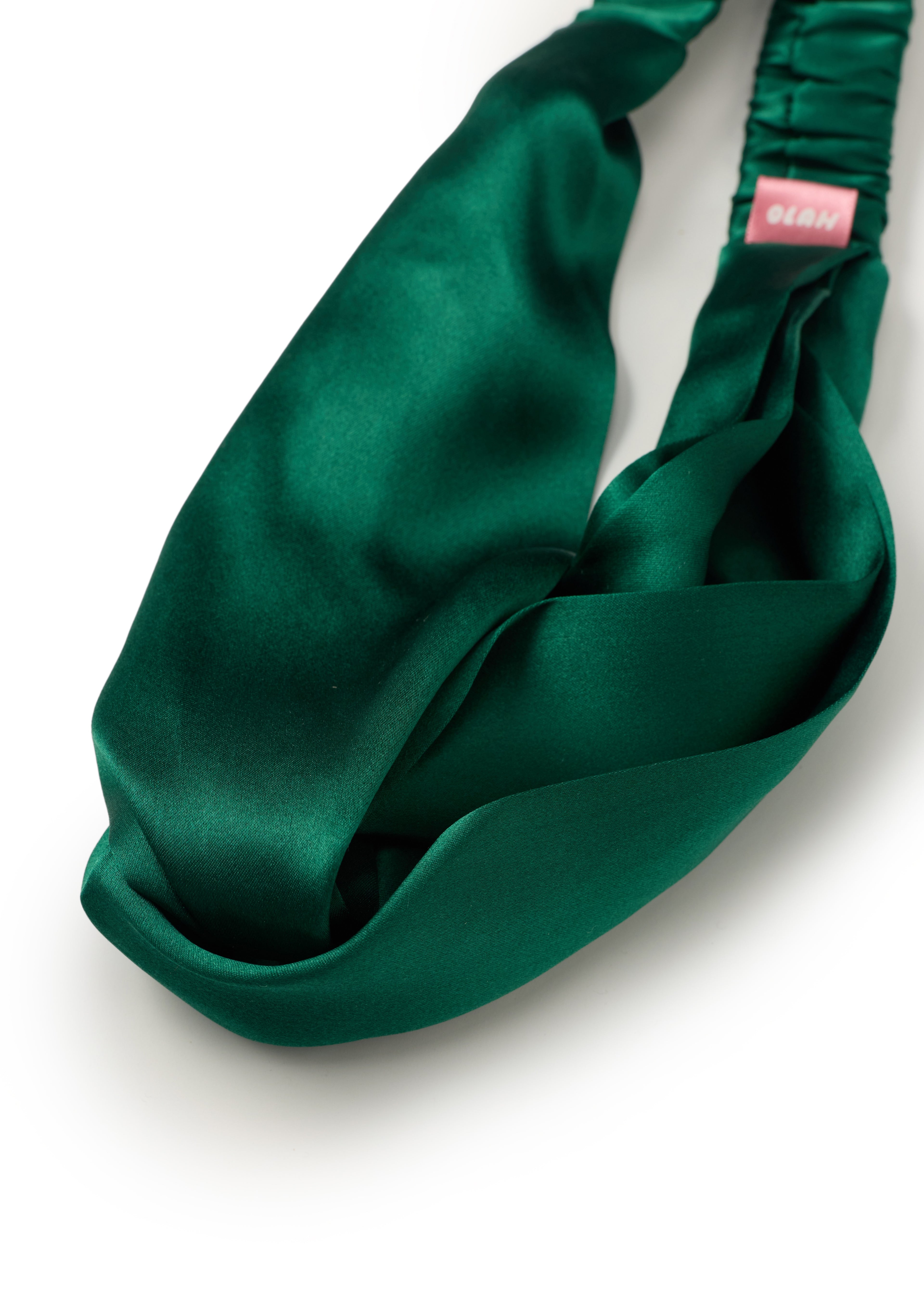 Silk Twisted Hairband - Dark Green