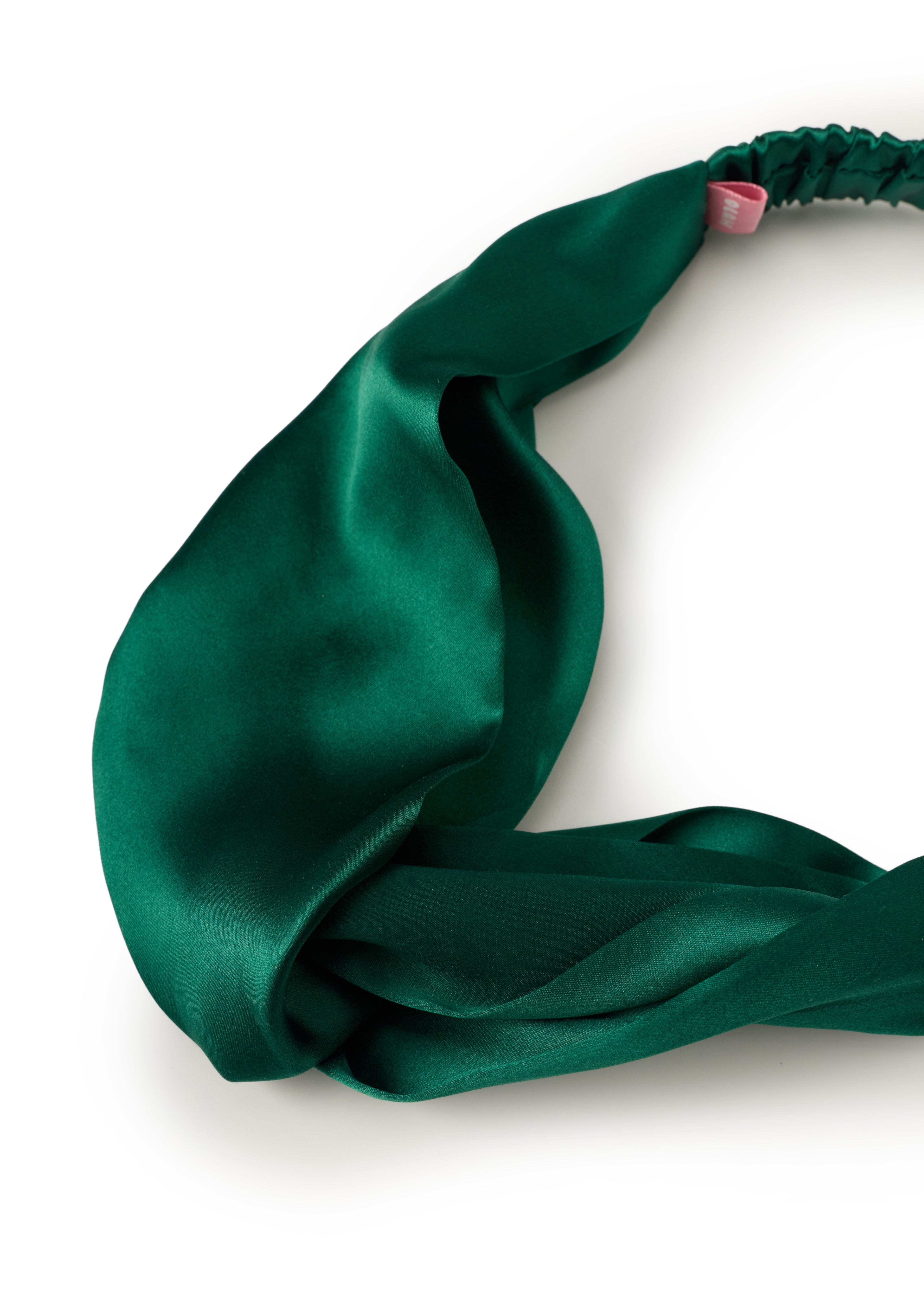 Silk Twisted Hairband - Dark Green