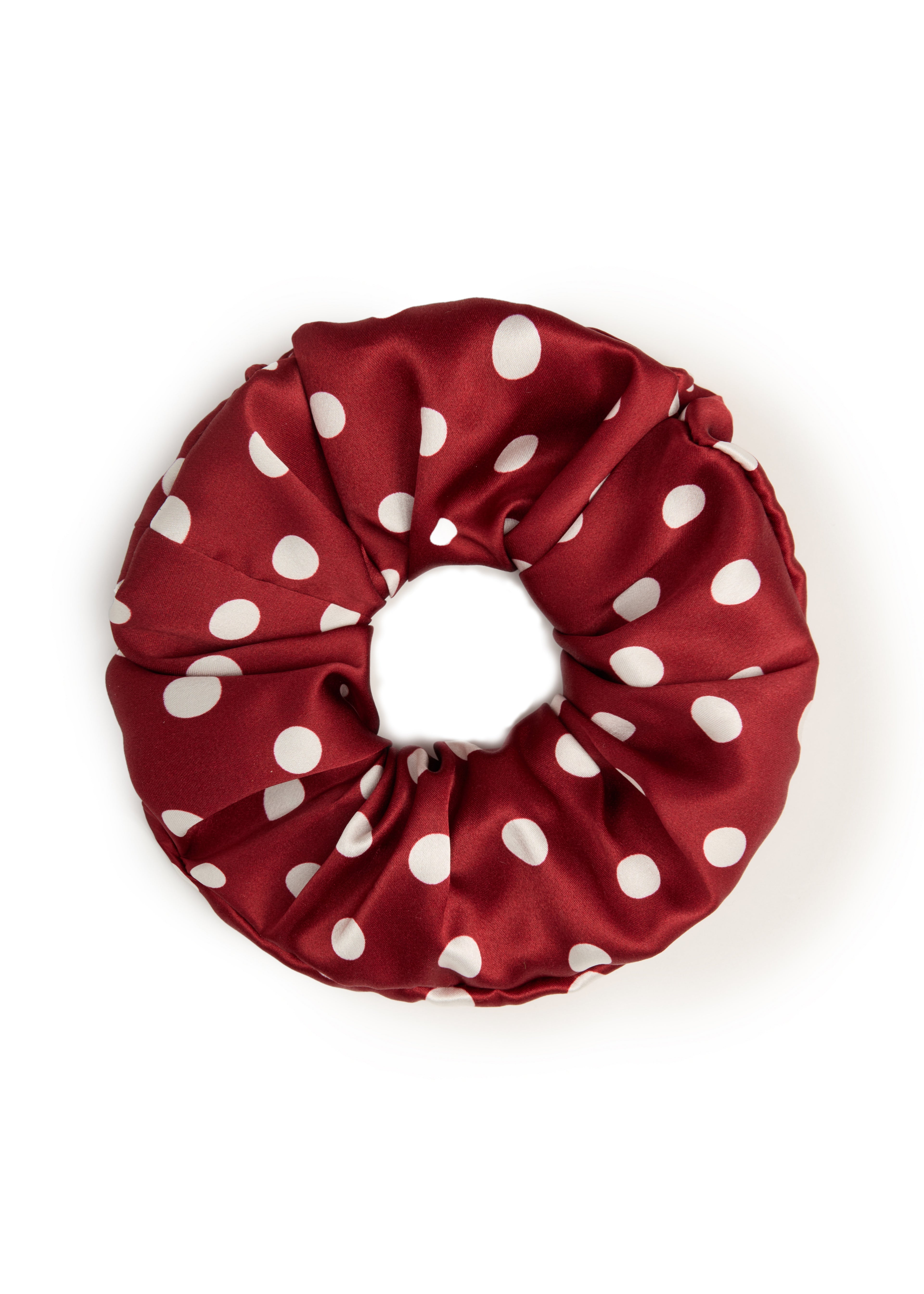 Polka Dot Silk Scrunchie - Red
