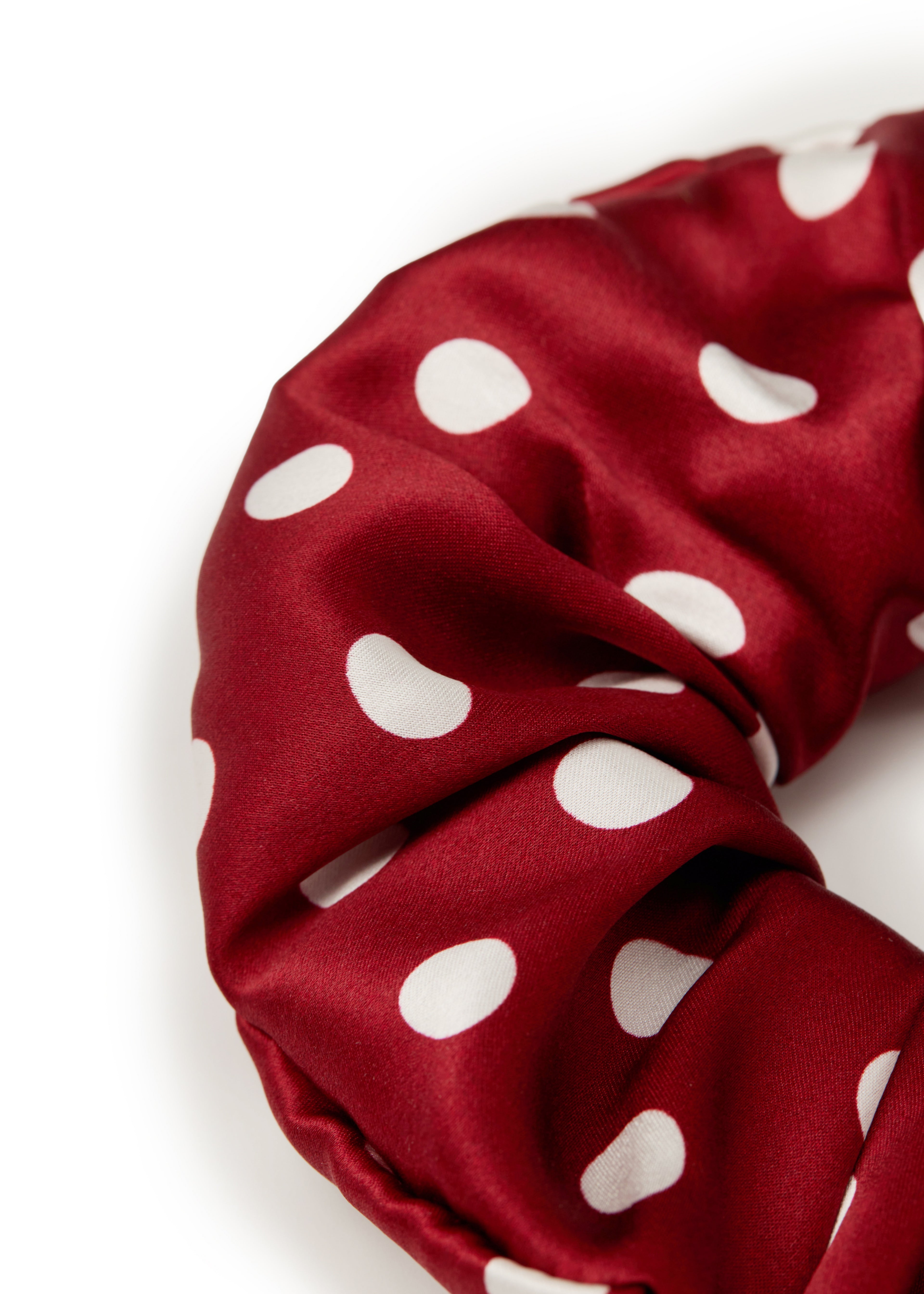 Polka Dot Silk Scrunchie - Red