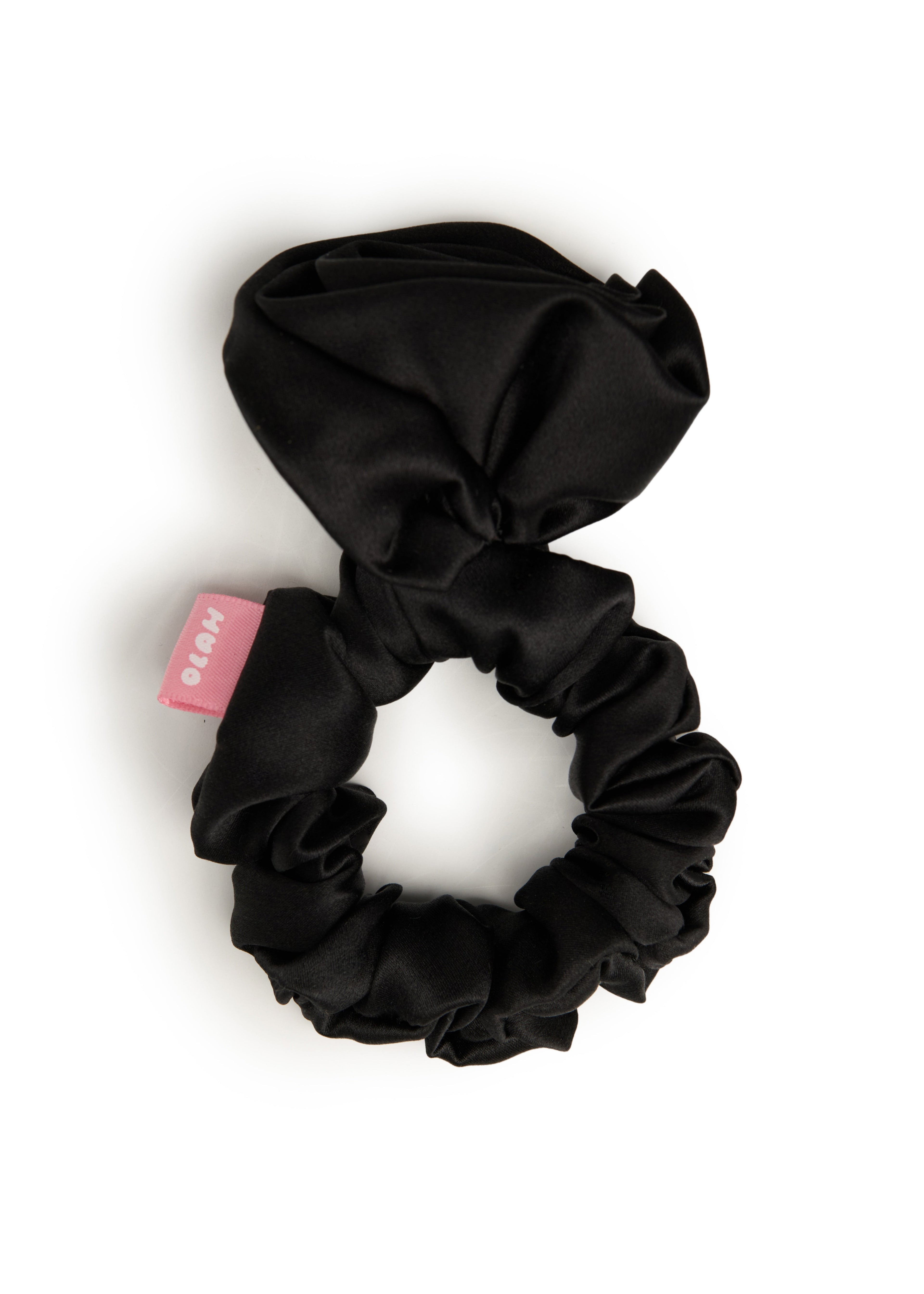 La Frida Rosa Silk Scrunchie - Black