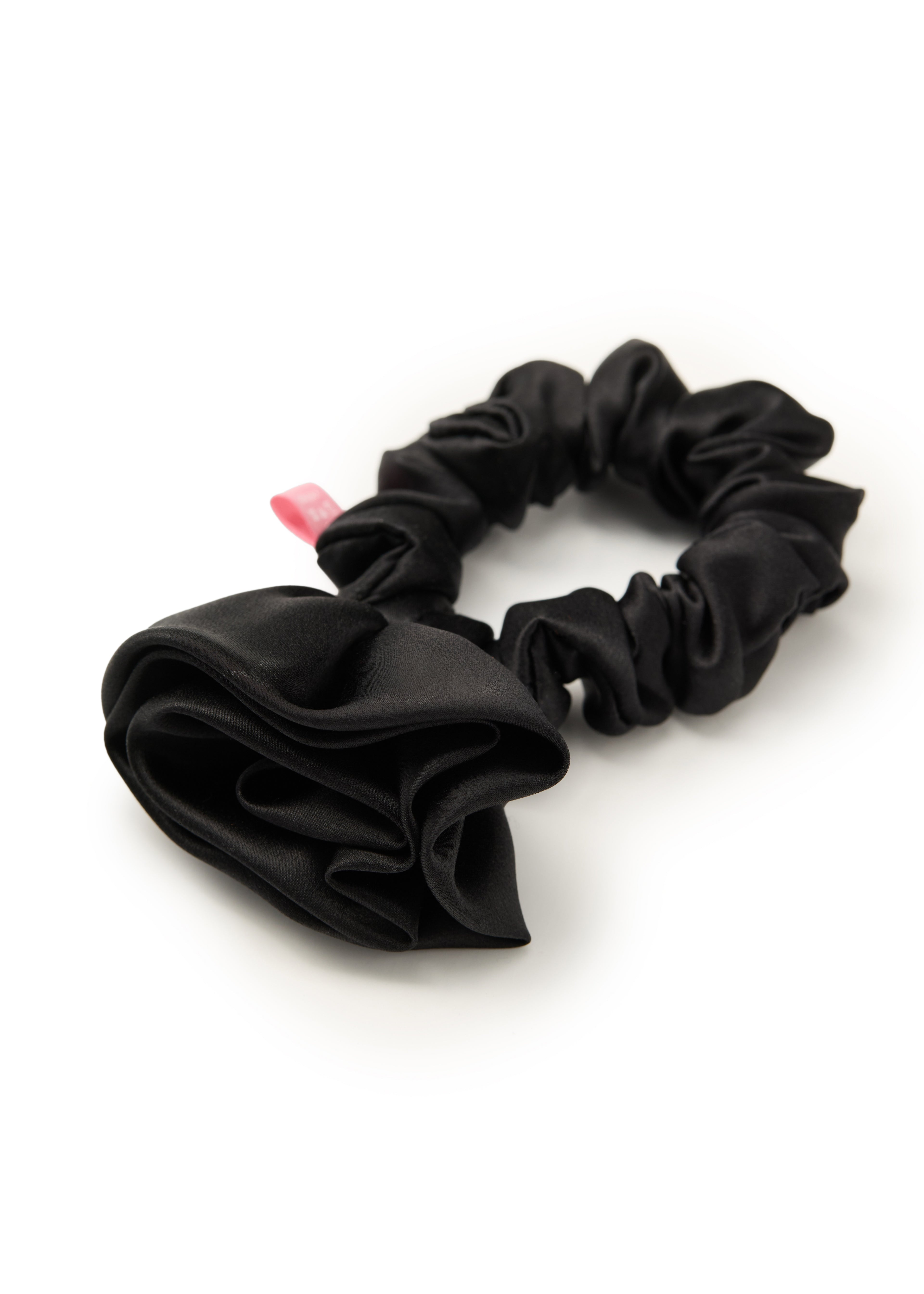 La Frida Rosa Silk Scrunchie - Black