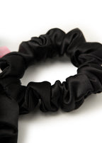 La Frida Rosa Silk Scrunchie - Black - Black - OLAH Ponytail Holders