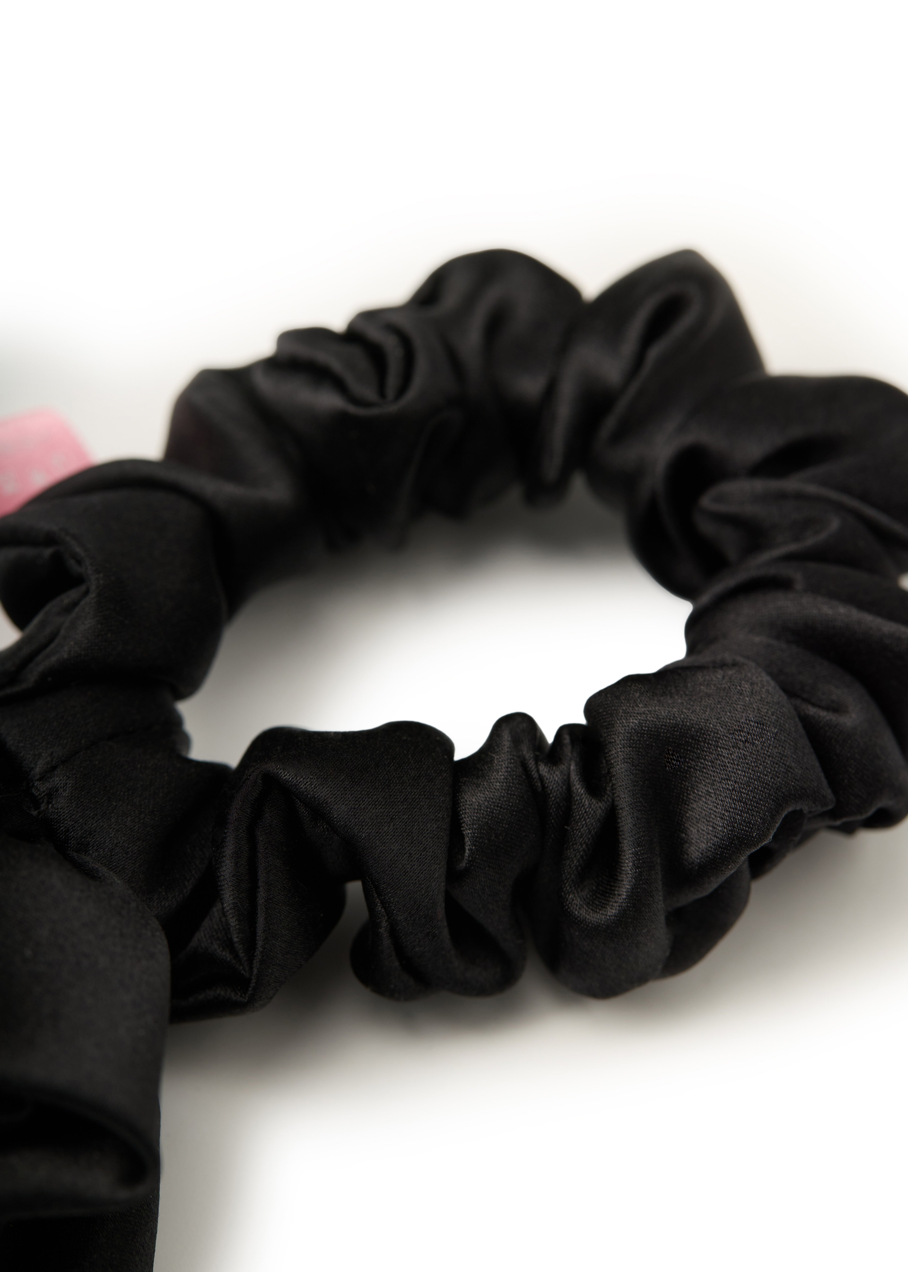 La Frida Rosa Silk Scrunchie - Black - Black - OLAH Ponytail Holders