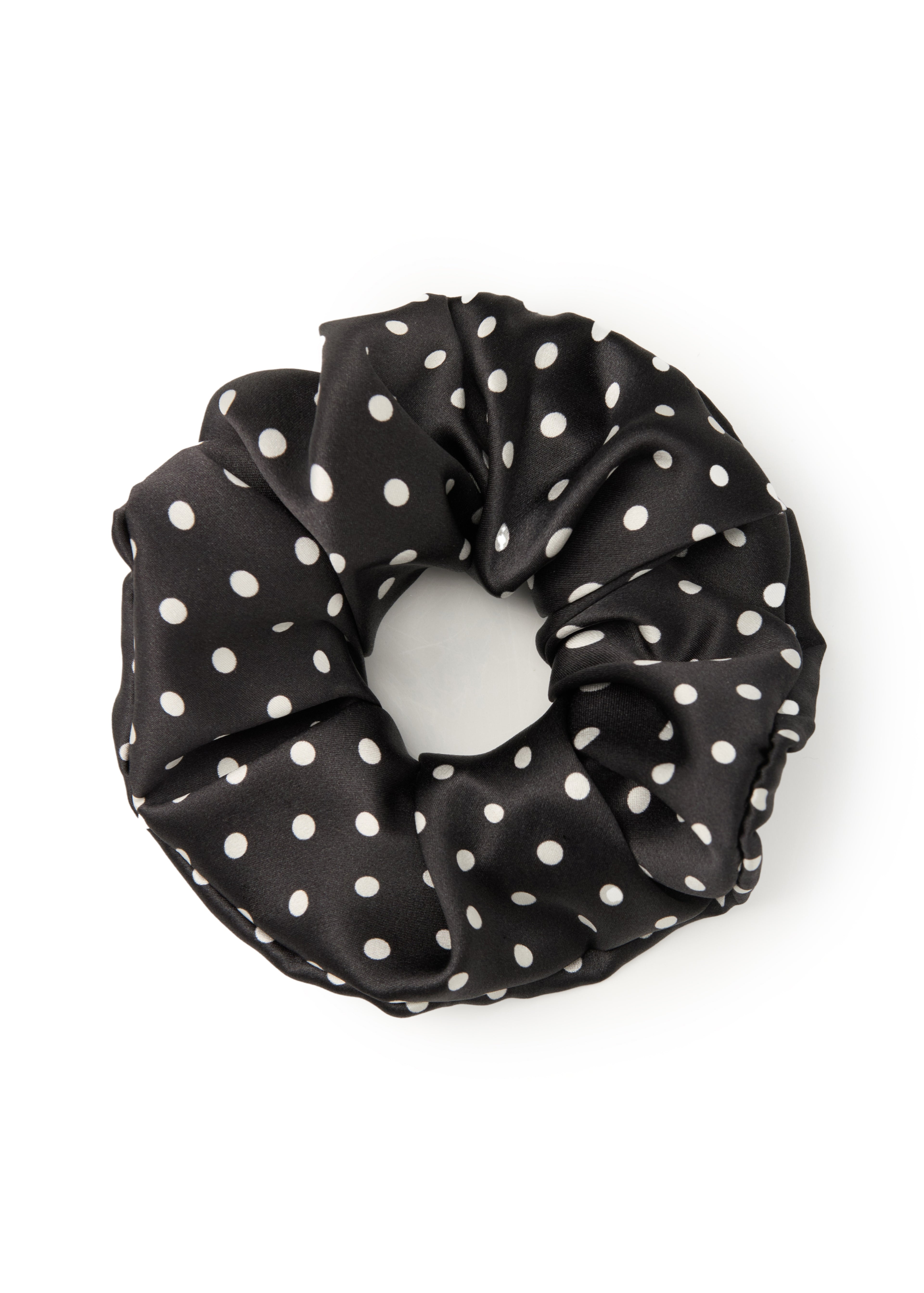 Petite Dot Silk Scrunchie - Black