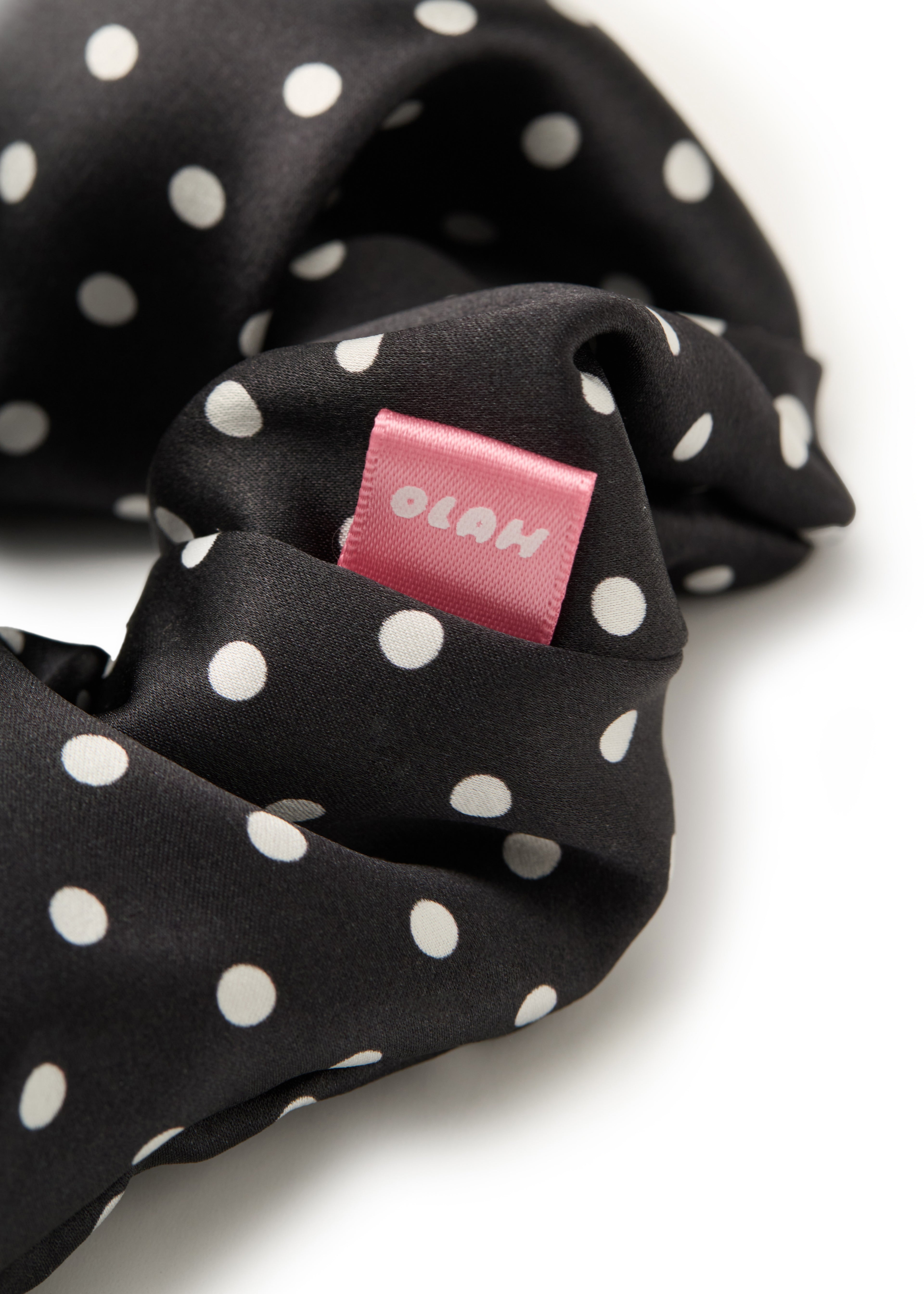 Petite Dot Silk Scrunchie - Black - Black - OLAH Ponytail Holders