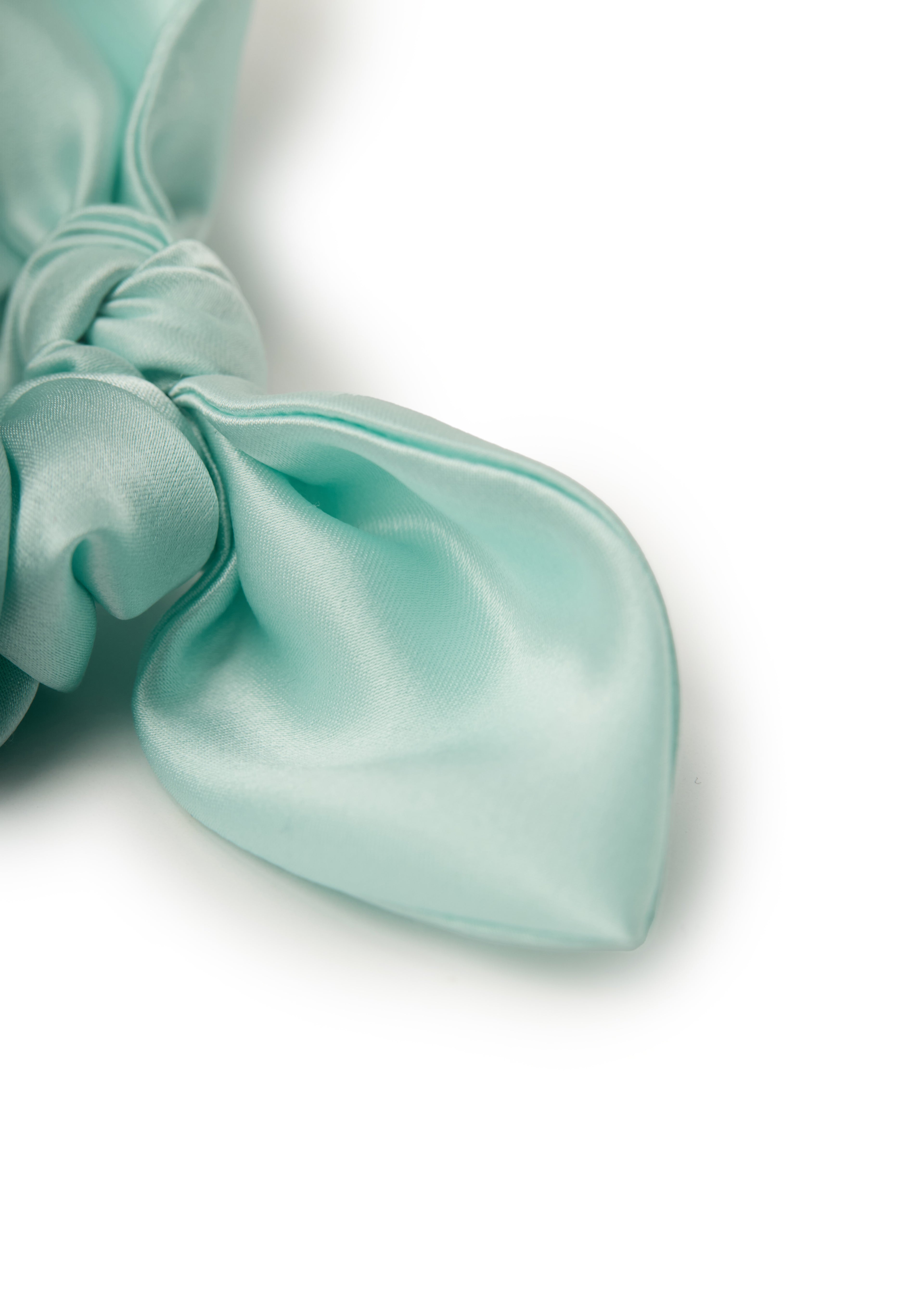 Bunny Ear Silk Hair Tie Scrunchie - Blue