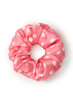 Polka Dot Silk Scrunchie - Pink - Pink - OLAH Ponytail Holders
