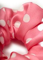 Polka Dot Silk Scrunchie - Pink - Pink - OLAH Ponytail Holders