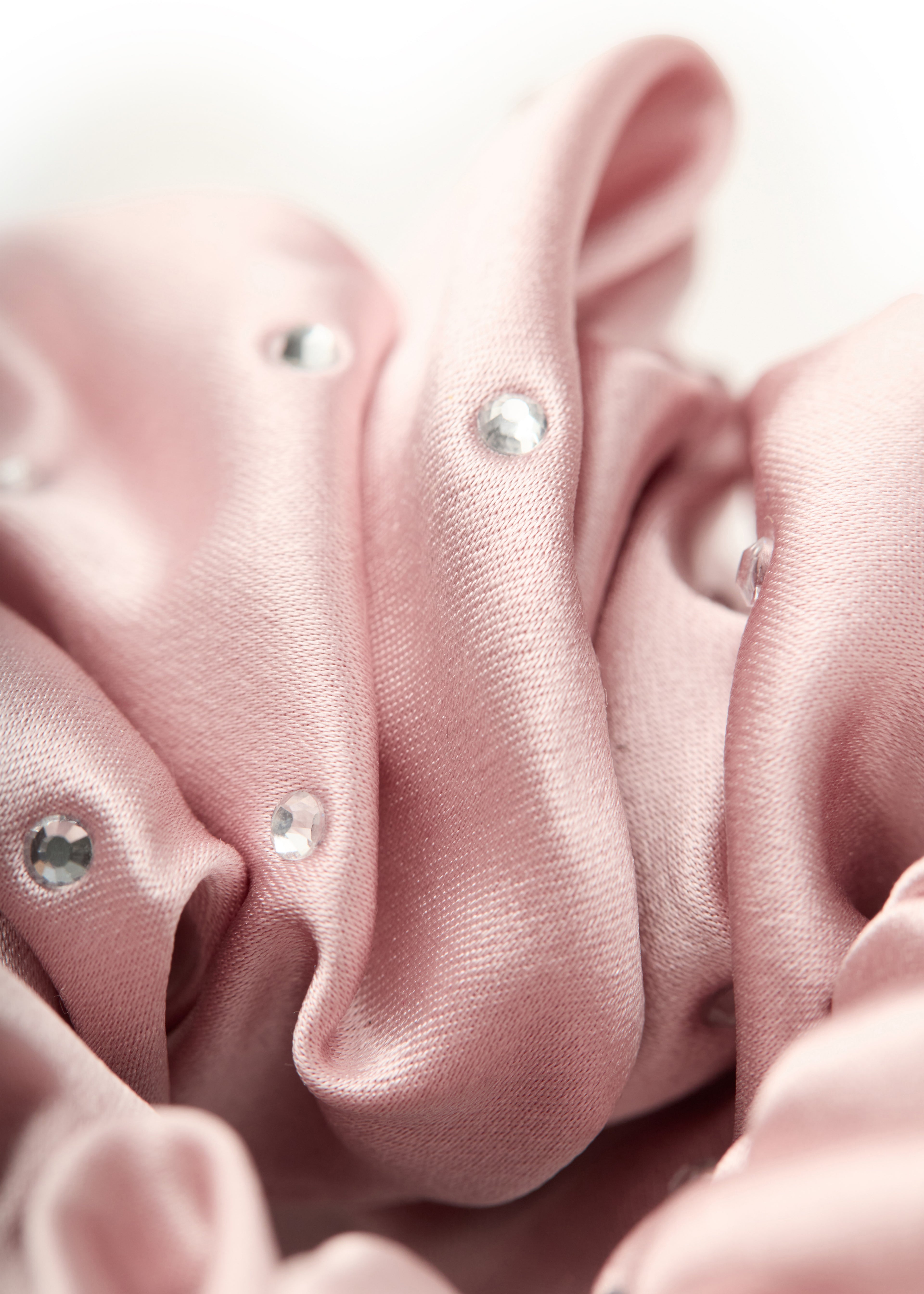 Crystal Twinkle Silk Scrunchie - Pink
