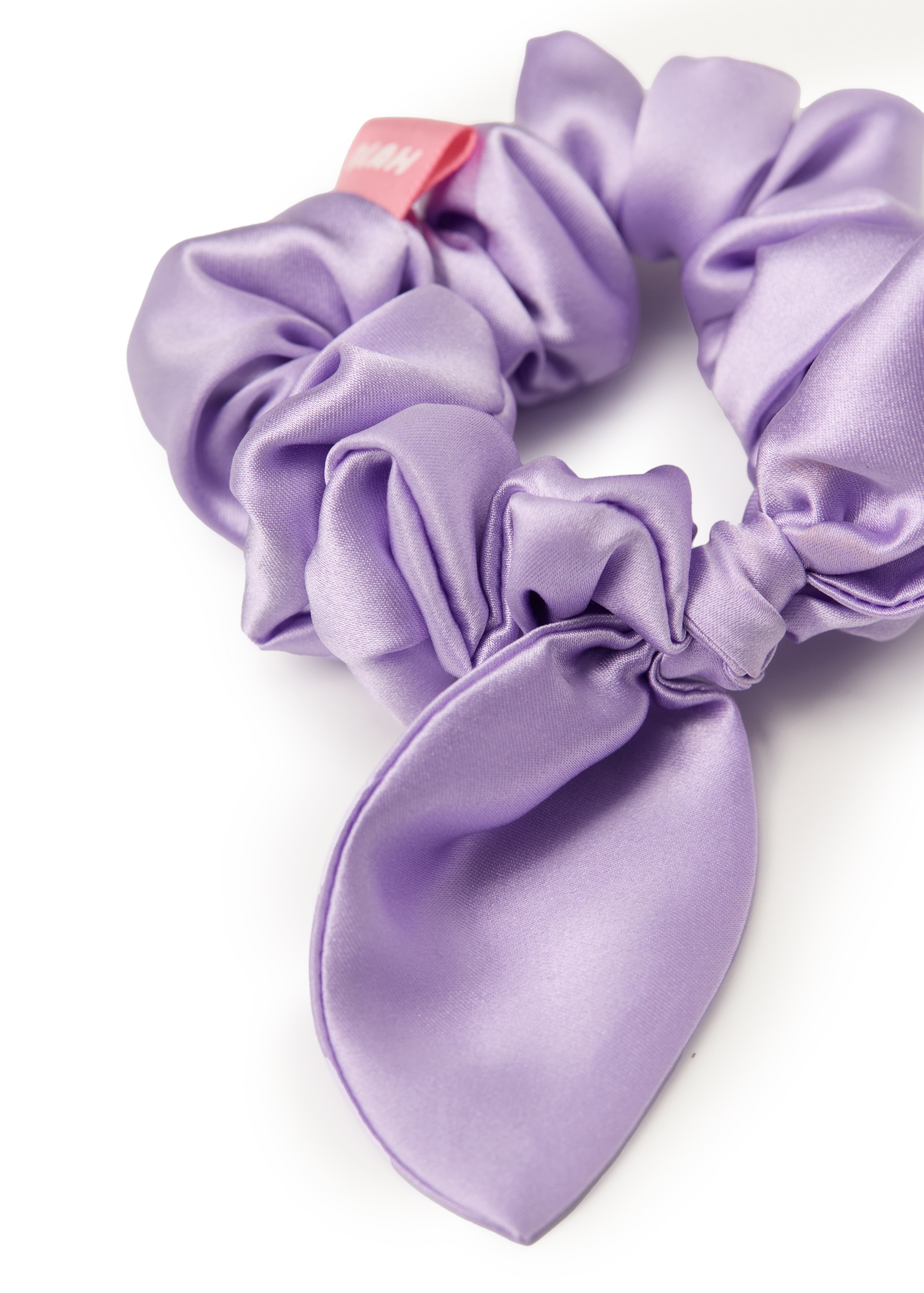 Bunny Ear Silk Hair Tie Scrunchie - Purple