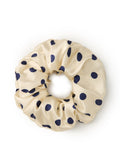 Polka Dot Silk Scrunchie - White - White - OLAH Ponytail Holders