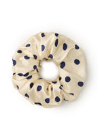 Polka Dot Silk Scrunchie - White - White - OLAH Ponytail Holders