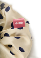 Polka Dot Silk Scrunchie - White - White - OLAH Ponytail Holders