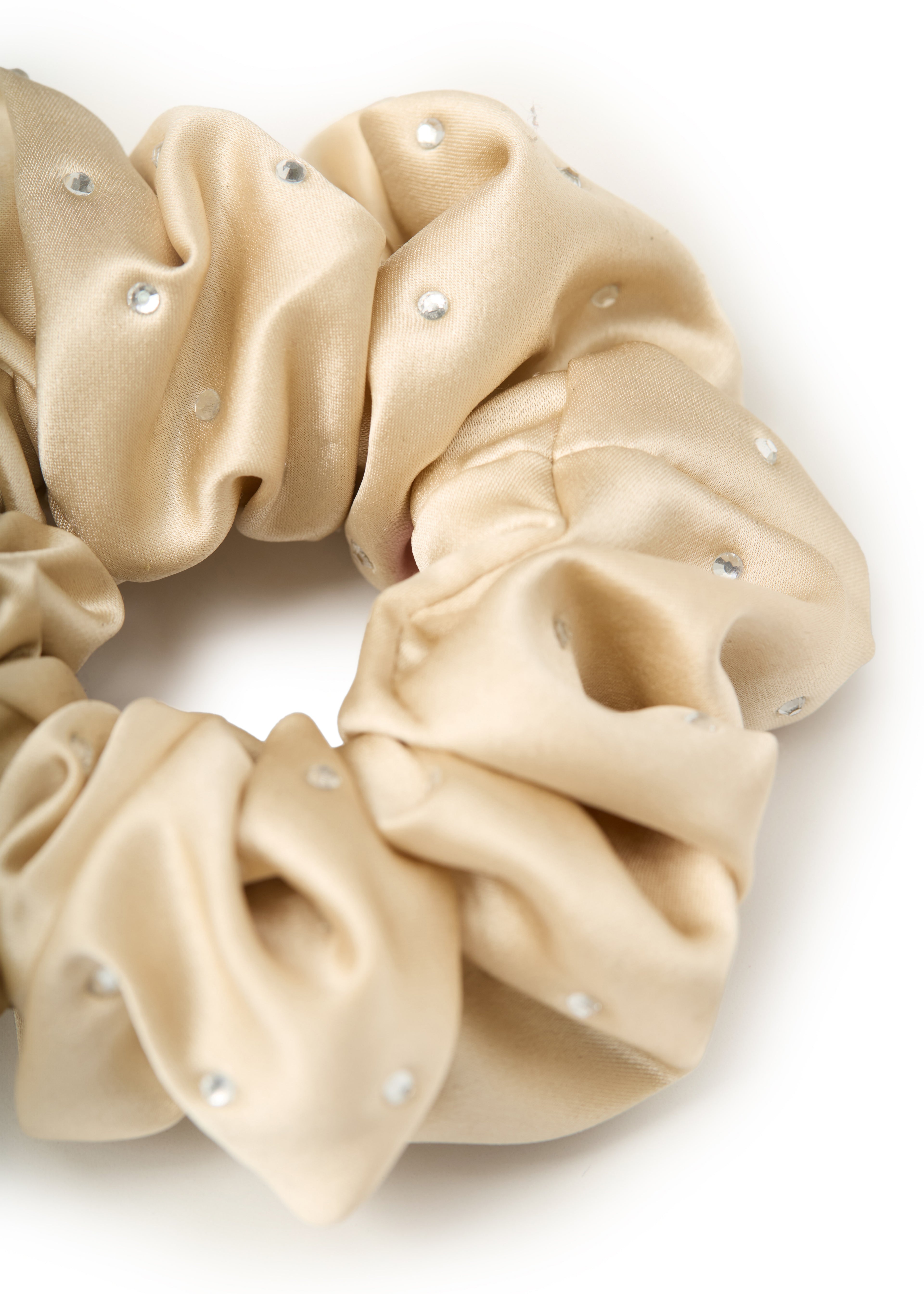 Crystal Twinkle Silk Scrunchie - Champagne