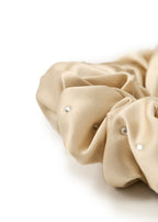 Crystal Twinkle Silk Scrunchie - Champagne - Beige - OLAH Ponytail Holders