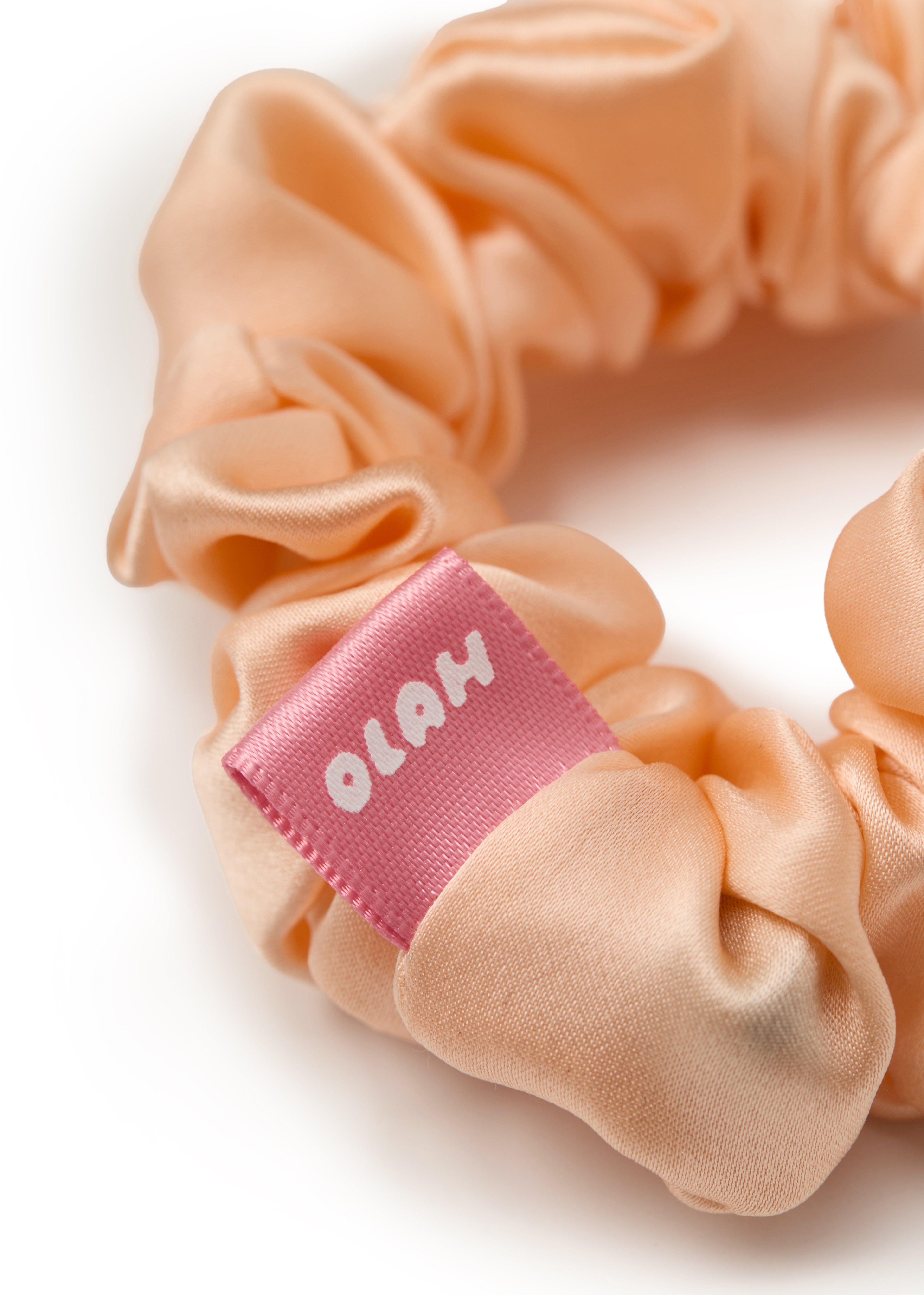 Bunny Ear Silk Hair Tie Scrunchie - Apricot