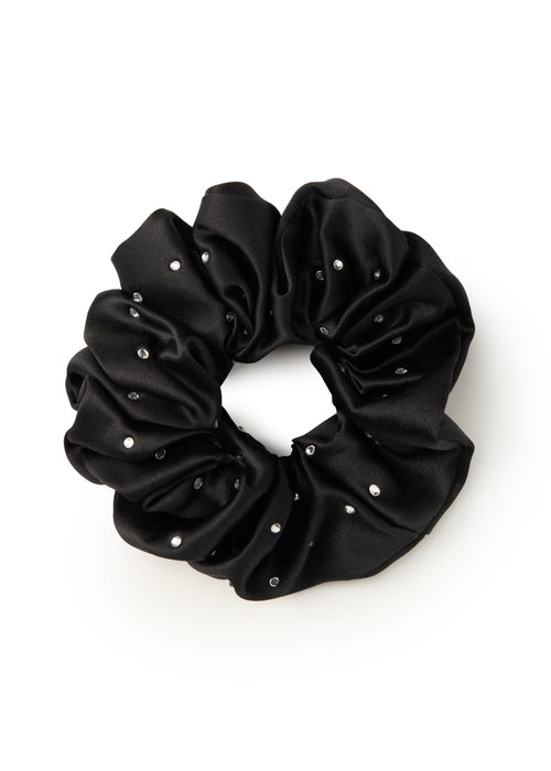 Crystal Twinkle Silk Scrunchie - Black - Black - OLAH Ponytail Holders