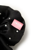 Crystal Twinkle Silk Scrunchie - Black