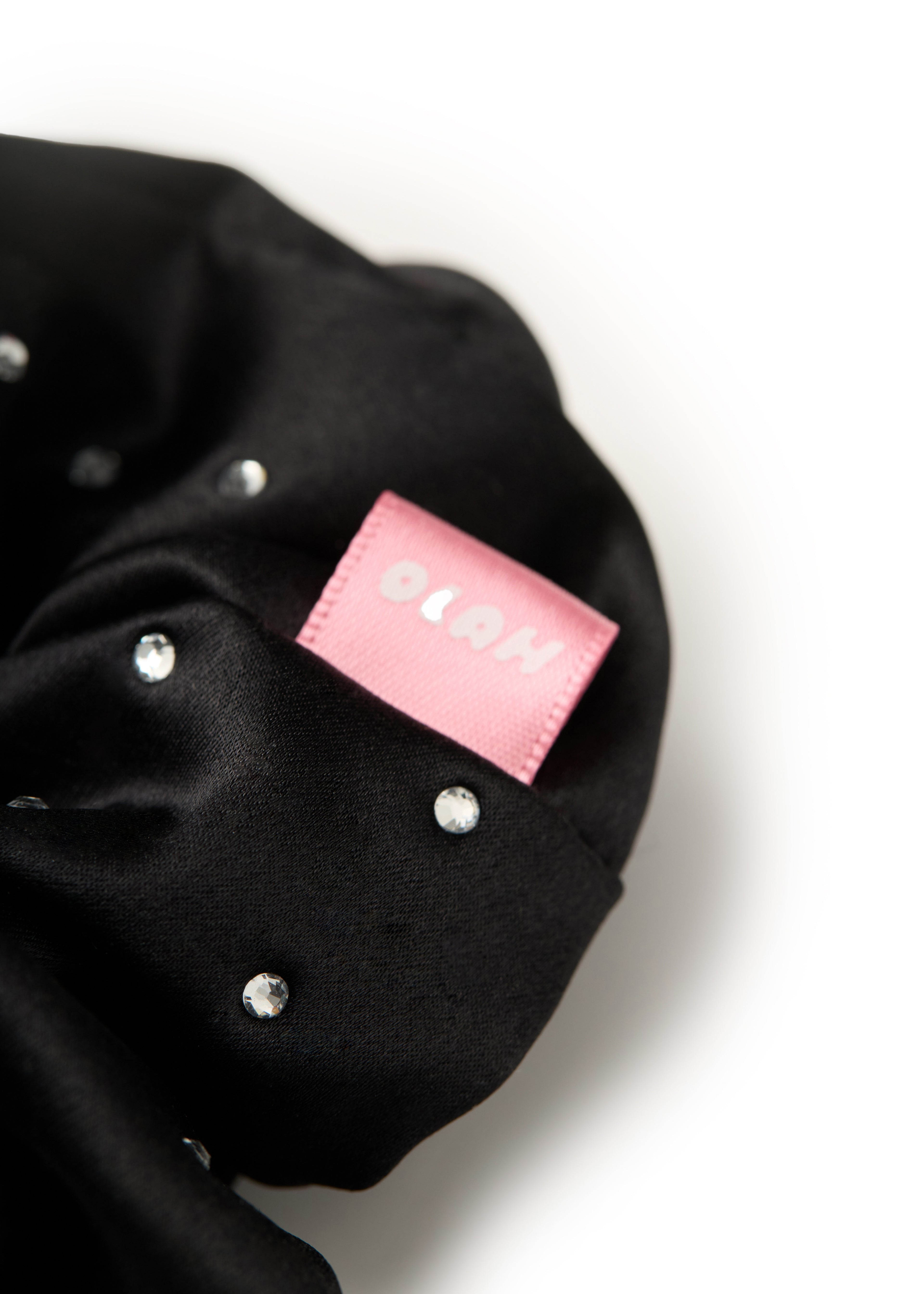 Crystal Twinkle Silk Scrunchie - Black