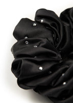 Crystal Twinkle Silk Scrunchie - Black