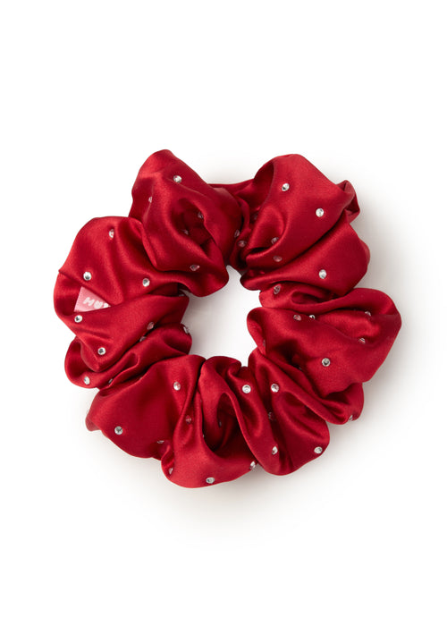 Crystal Twinkle Silk Scrunchie - Red - Red - OLAH Ponytail Holders