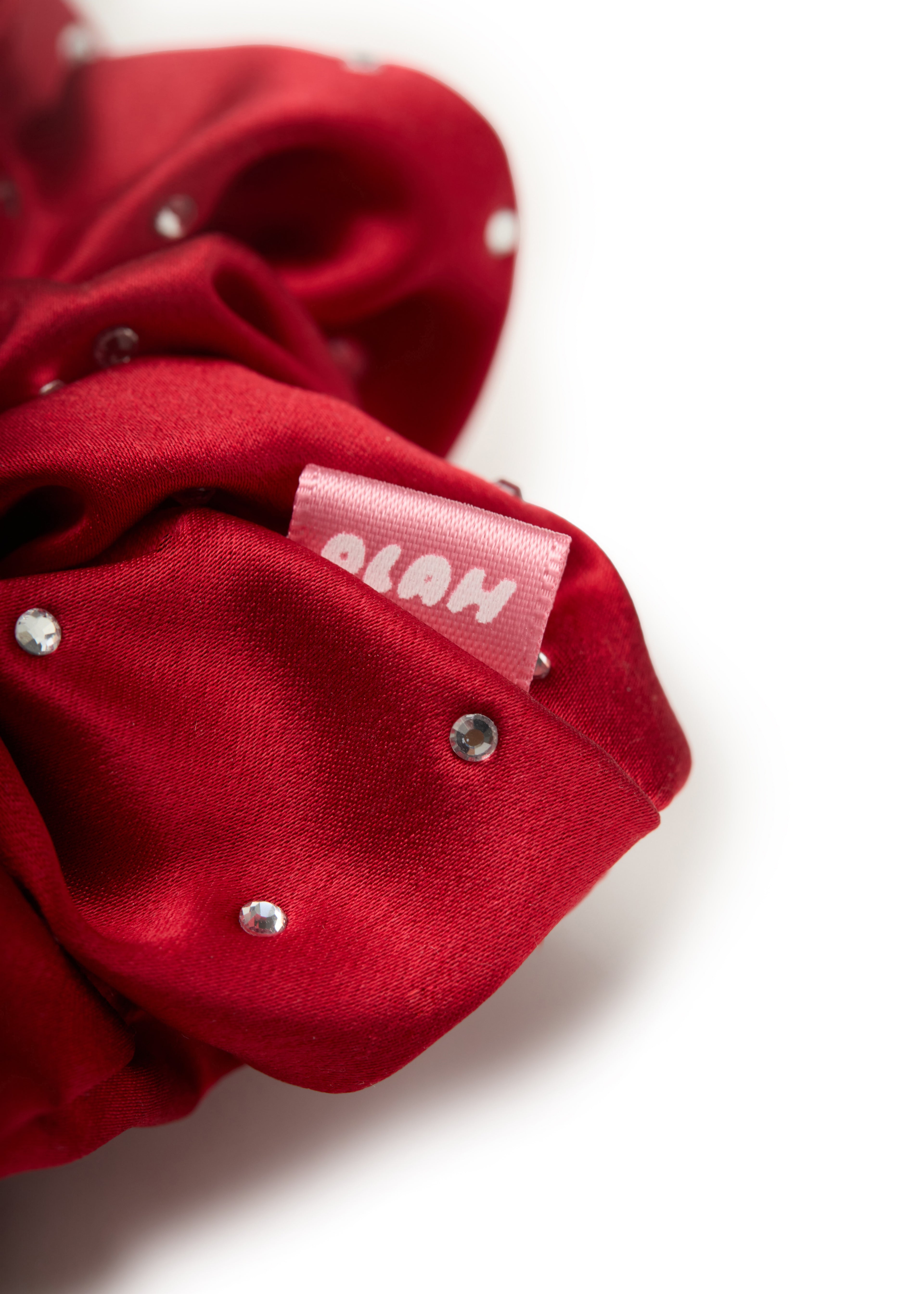 Crystal Twinkle Silk Scrunchie - Red
