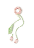 Tulip Silk Hair Tie Scrunchie - Pink and Green - Pink - OLAH Ponytail Holders