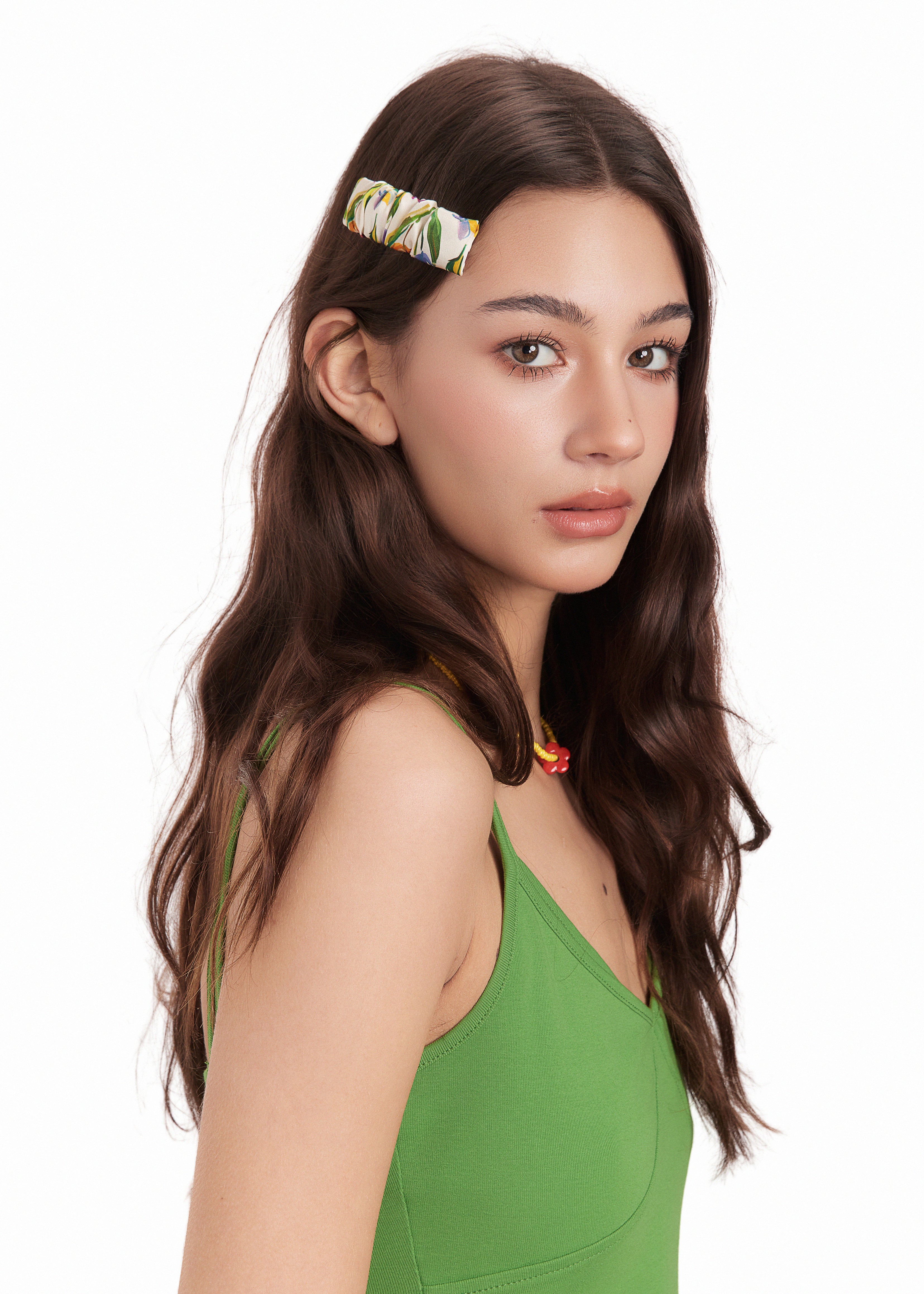 Tulip Silk Hair Barrette Clip - Beige