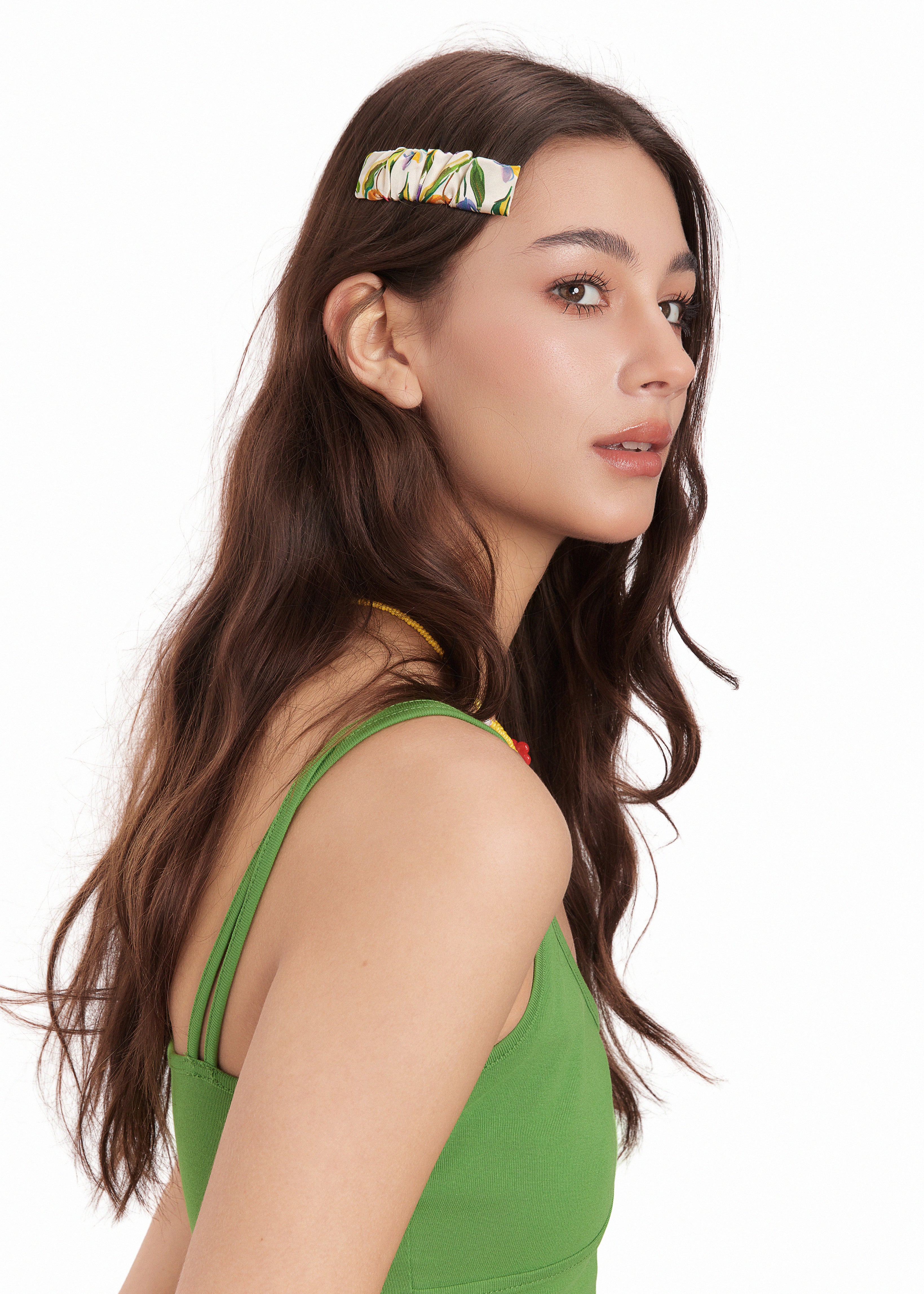 Tulip Silk Hair Barrette Clip - Beige