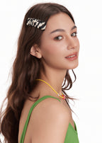 Zyra Silk Hair Barrette Clip - Black & White